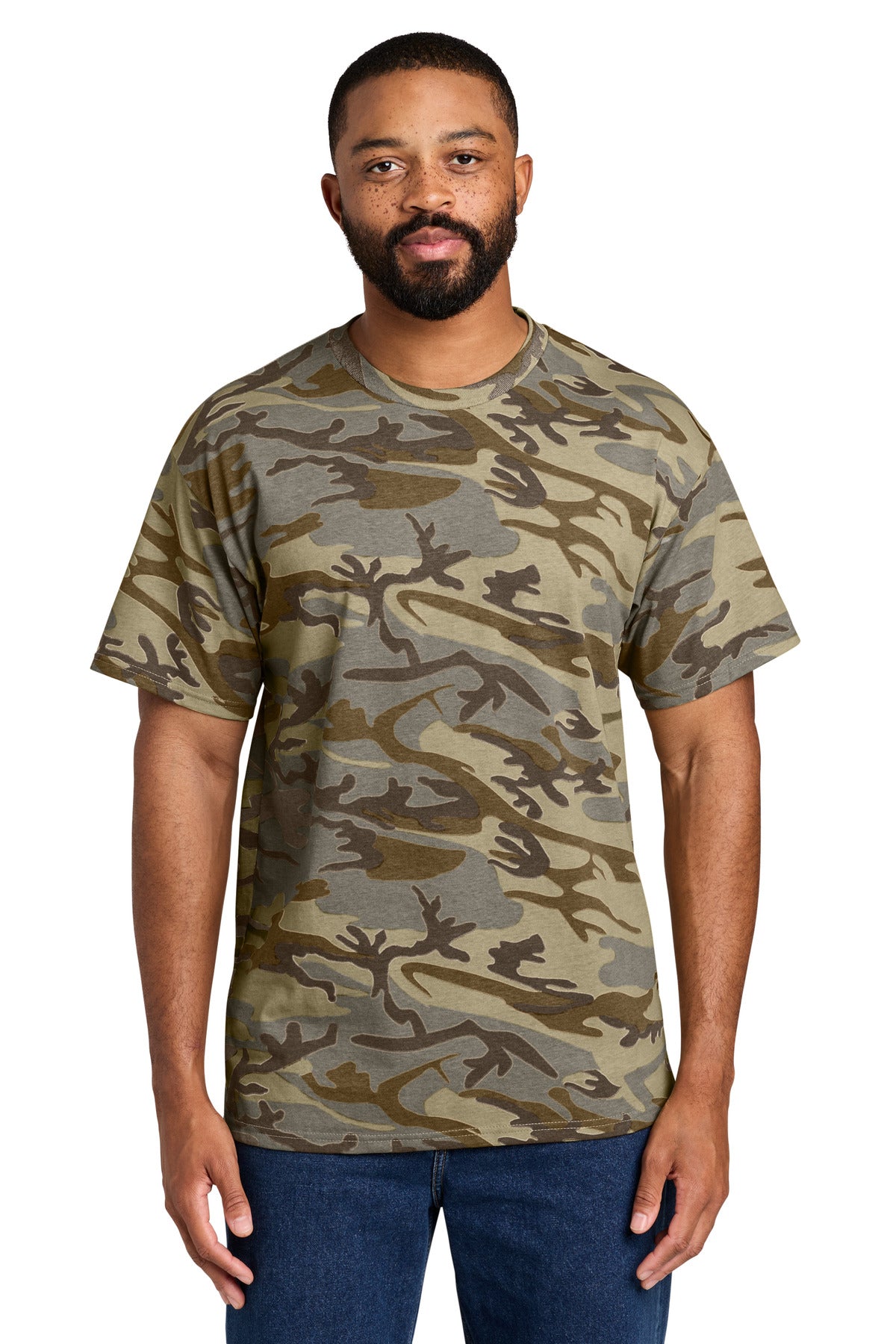 Custom Embroidery or DTF Print - Port & Co ®  Core Cotton Camo Tee.  PC54C