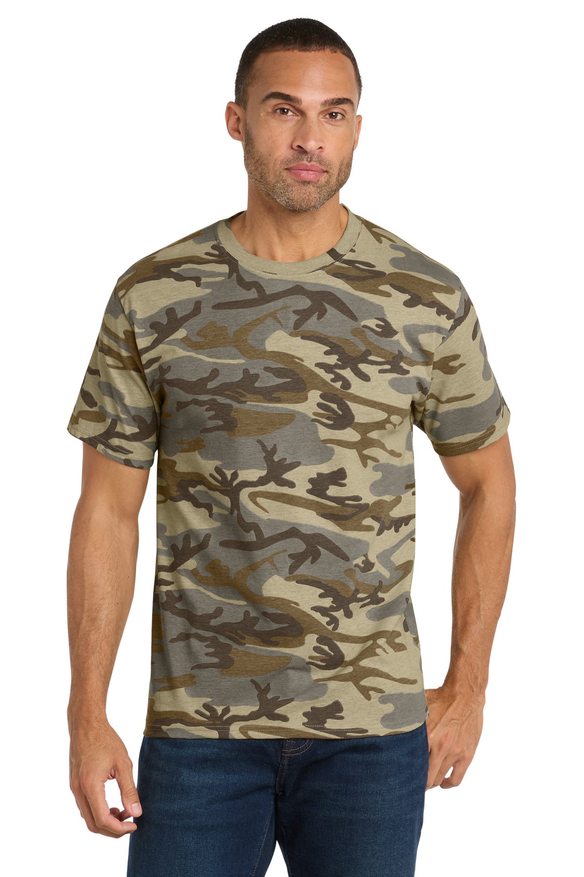 Custom Embroidery or DTF Print - Port & Co ™  Core Cotton Camo Tee.  PC54C