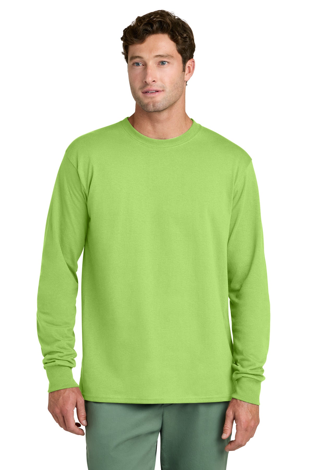 Custom Embroidery or DTF Print - Port & Co ®  Long Sleeve Core Cotton Tee. PC54LS