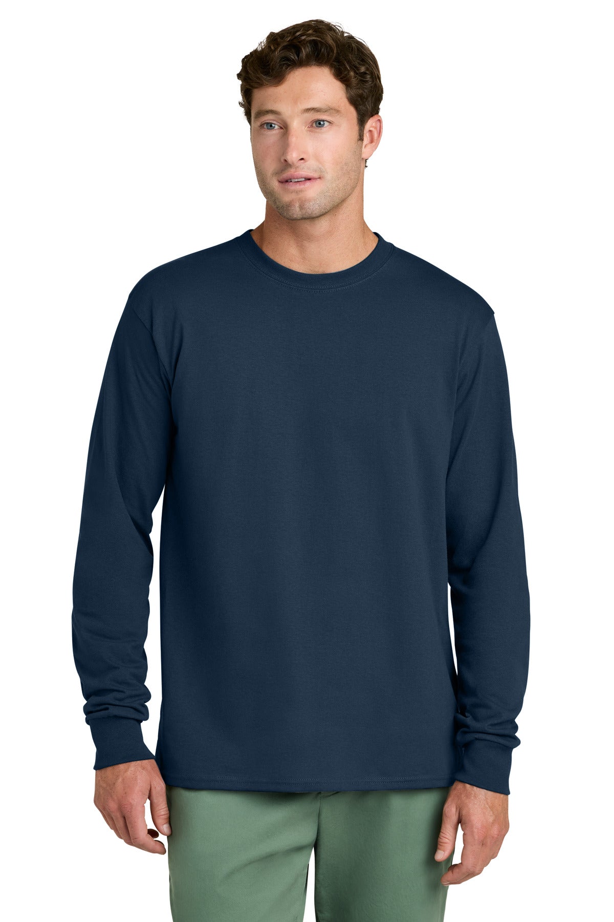 Custom Embroidery or DTF Print - Port & Co ®  Long Sleeve Core Cotton Tee. PC54LS