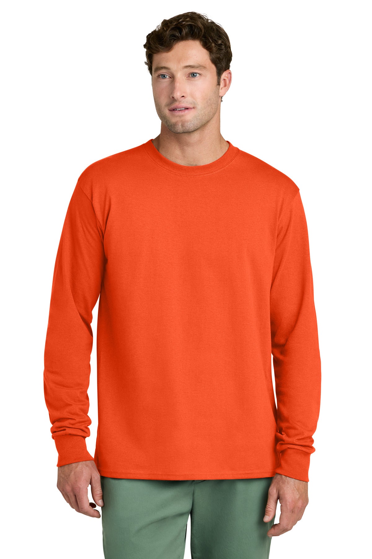 Custom Embroidery or DTF Print - Port & Co ®  Long Sleeve Core Cotton Tee. PC54LS