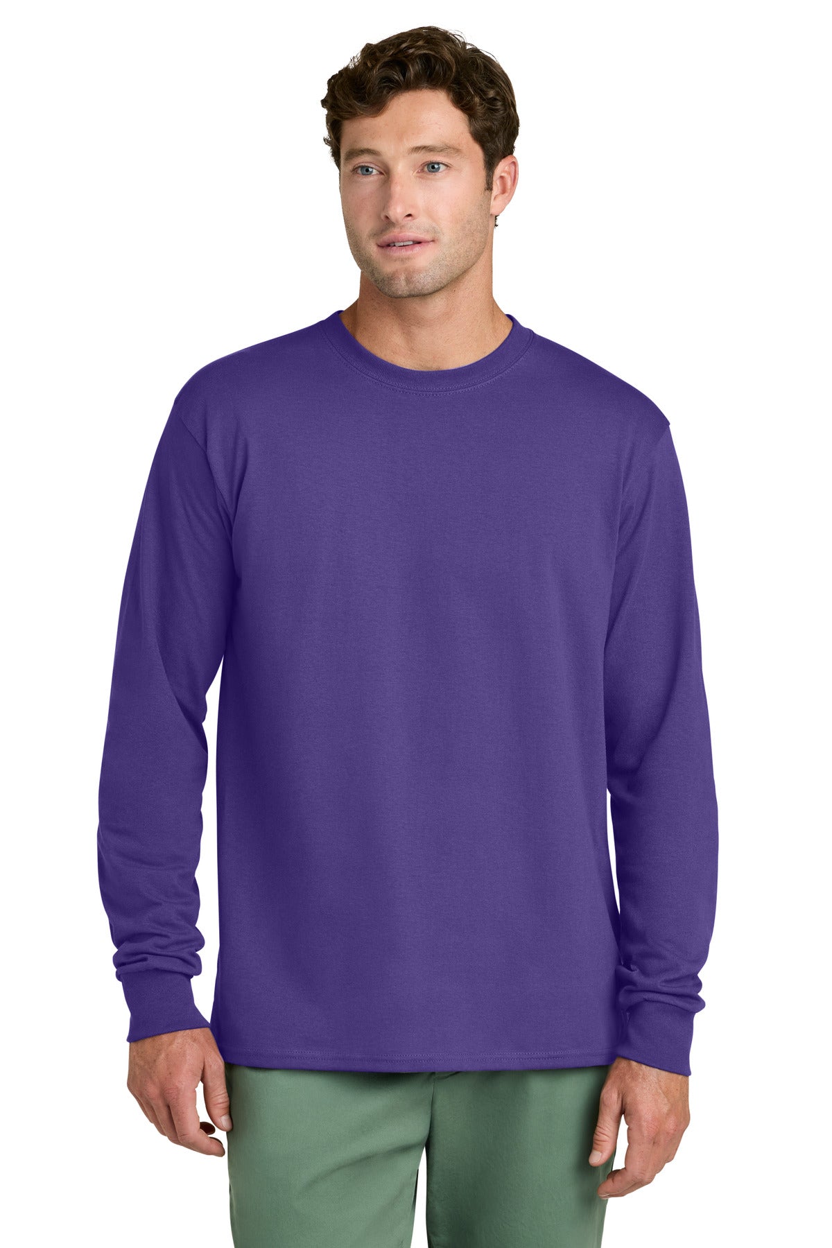 Custom Embroidery or DTF Print - Port & Co ®  Long Sleeve Core Cotton Tee. PC54LS