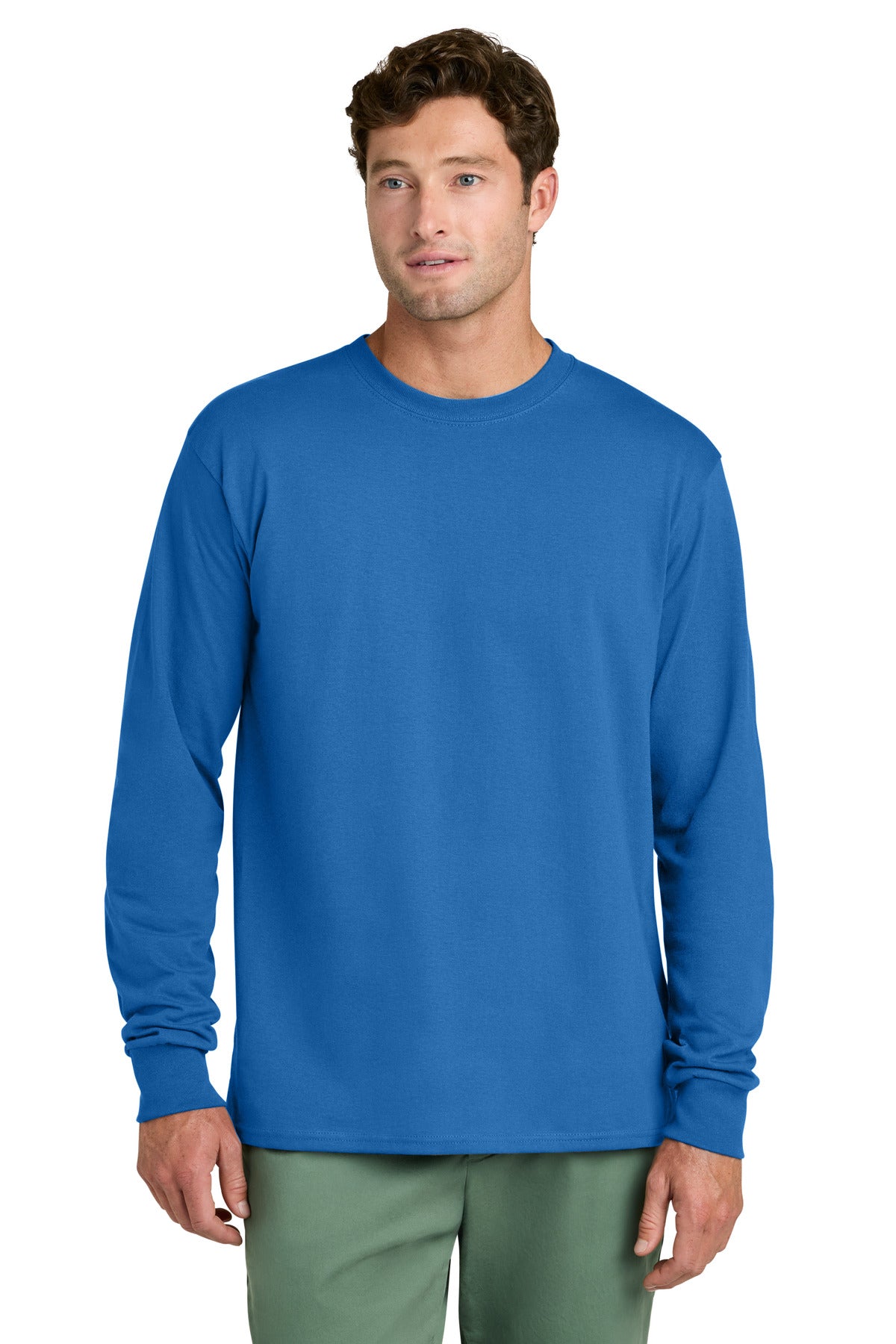 Custom Embroidery or DTF Print - Port & Co ®  Long Sleeve Core Cotton Tee. PC54LS