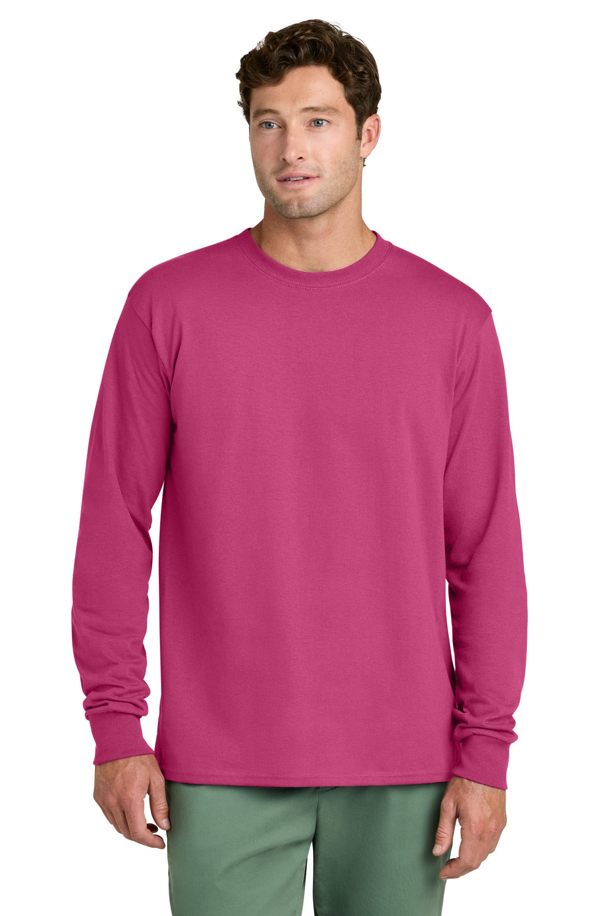 Custom Embroidery or DTF Print - Port & Co ™  Long Sleeve Core Cotton Tee. PC54LS