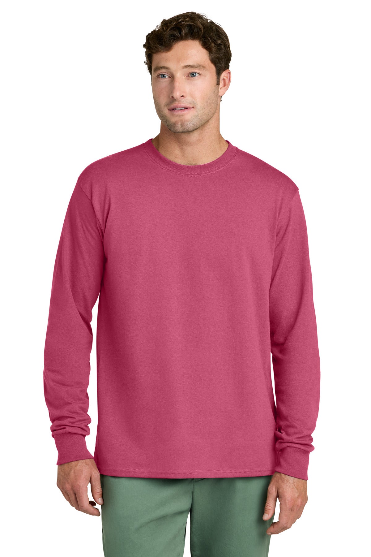 Custom Embroidery or DTF Print - Port & Co ®  Long Sleeve Core Cotton Tee. PC54LS
