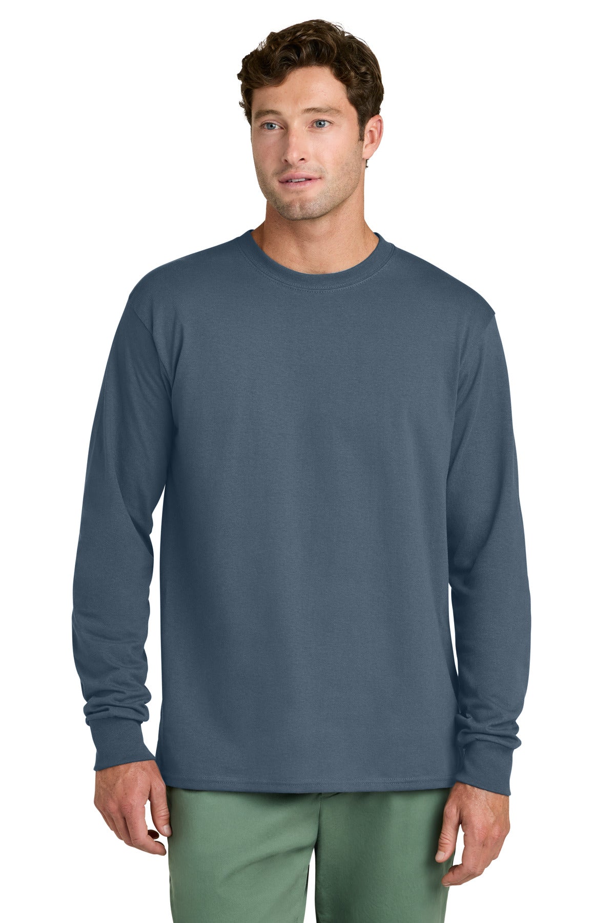 Custom Embroidery or DTF Print - Port & Co ®  Long Sleeve Core Cotton Tee. PC54LS