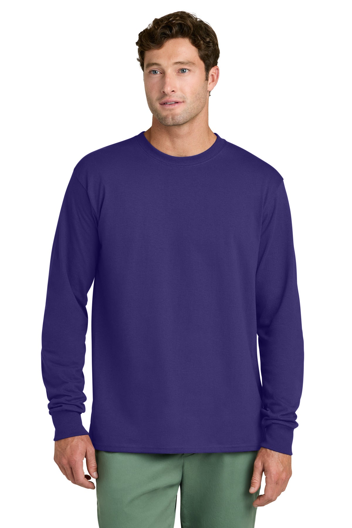 Custom Embroidery or DTF Print - Port & Co ®  Long Sleeve Core Cotton Tee. PC54LS