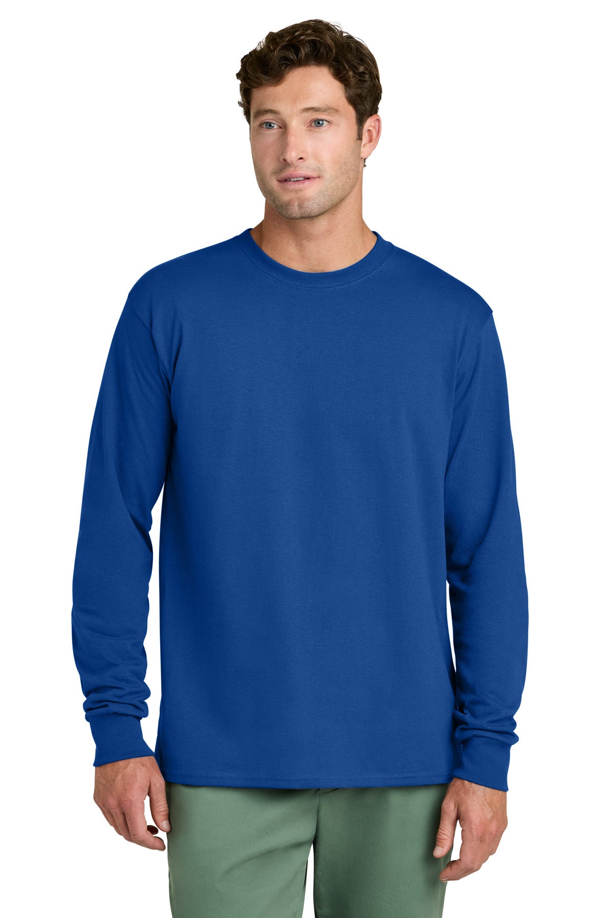 Custom Embroidery or DTF Print - Port & Co ®  Long Sleeve Core Cotton Tee. PC54LS