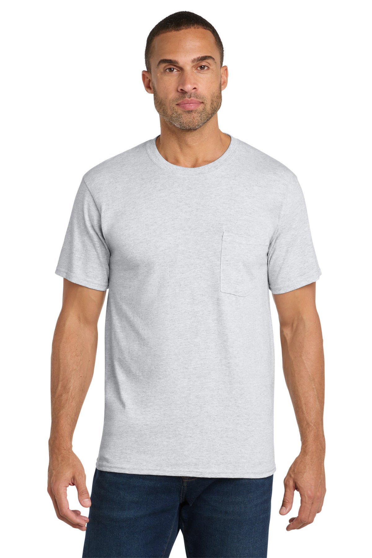 Custom Embroidery or DTF Print - Port & Co ®  Core Cotton Pocket Tee. PC54P