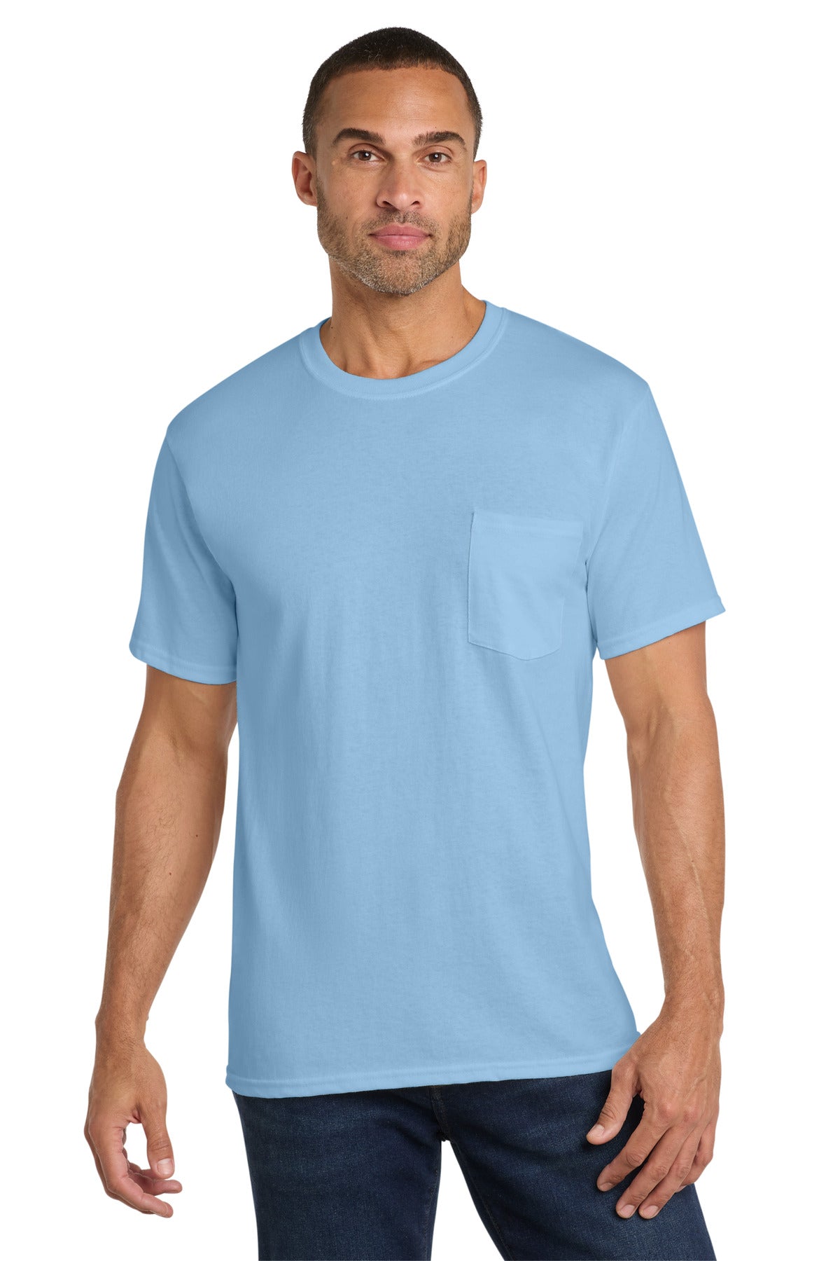 Custom Embroidery or DTF Print - Port & Co ®  Core Cotton Pocket Tee. PC54P