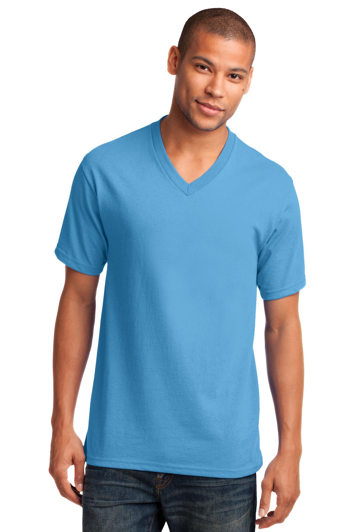 Custom Embroidered - Port & Co ™  Core Cotton V-Neck Tee. PC54V