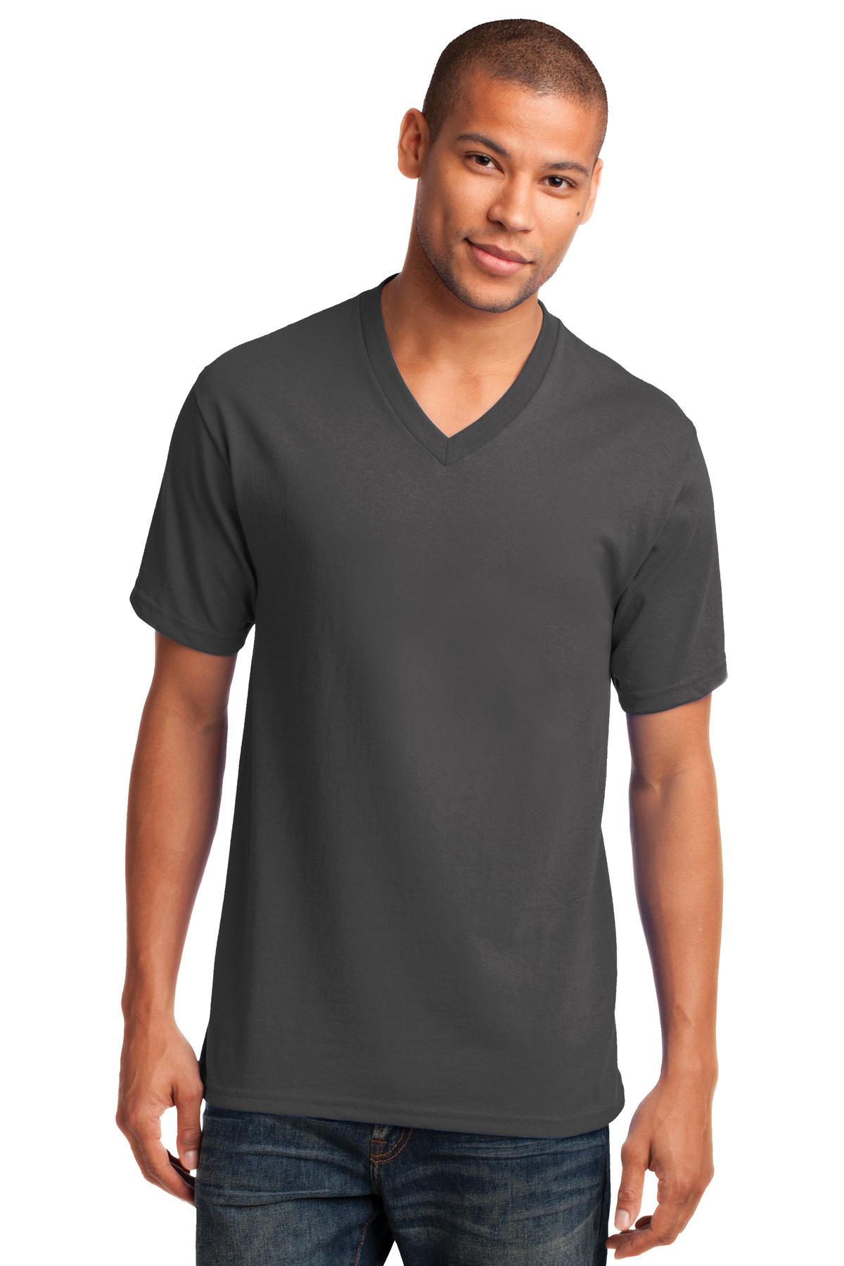 Custom Embroidered - Port & Co ™  Core Cotton V-Neck Tee. PC54V