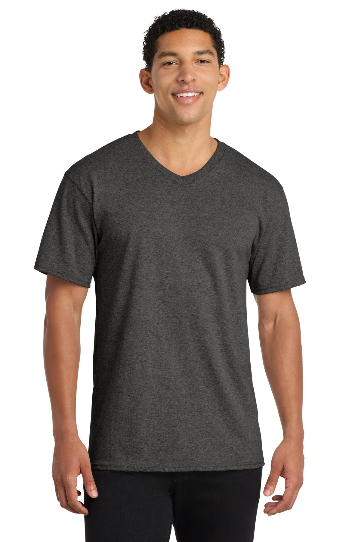 Custom Embroidery or DTF Print - Port & Co ®  Core Cotton V-Neck Tee. PC54V