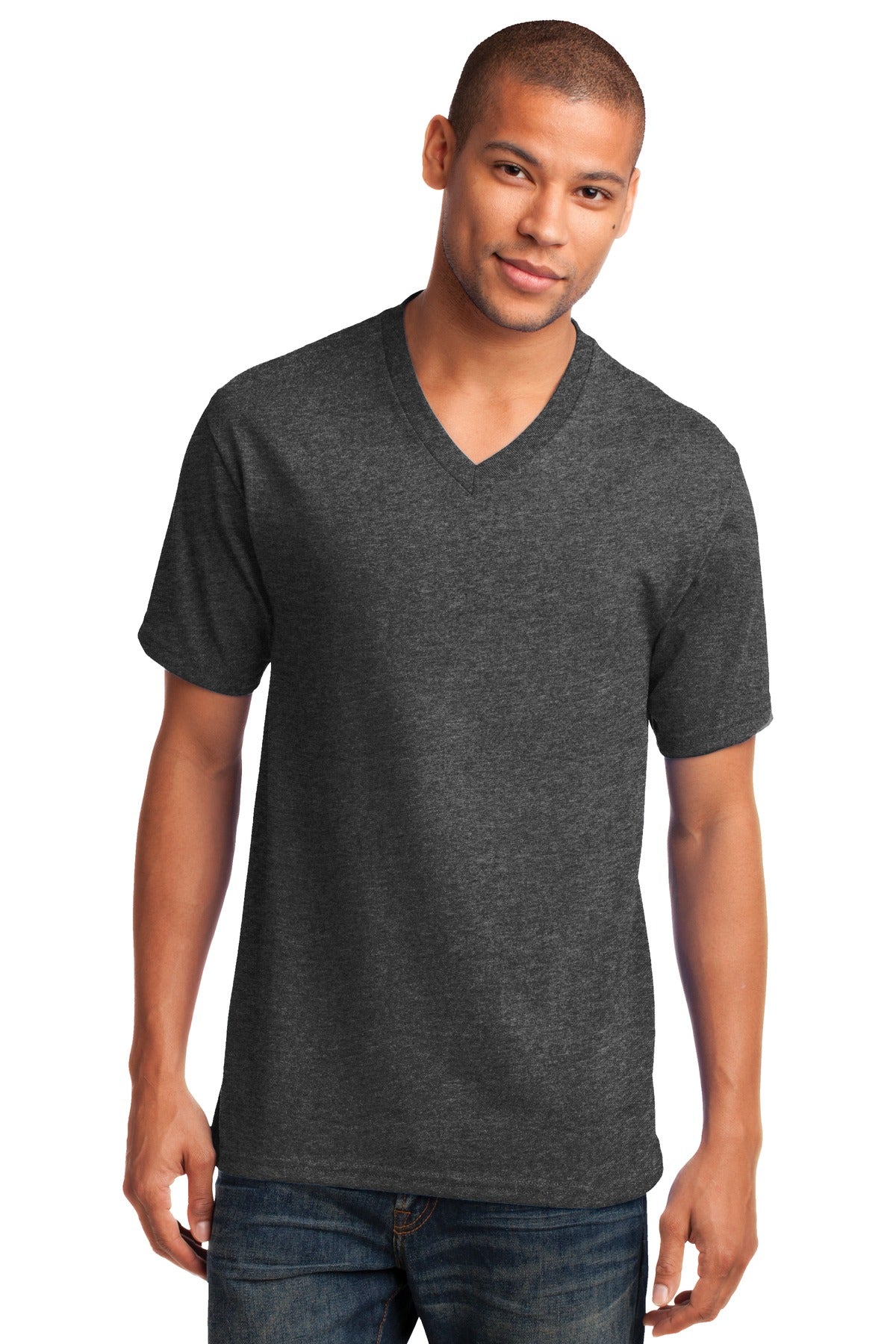 Custom Embroidered - Port & Co ™  Core Cotton V-Neck Tee. PC54V