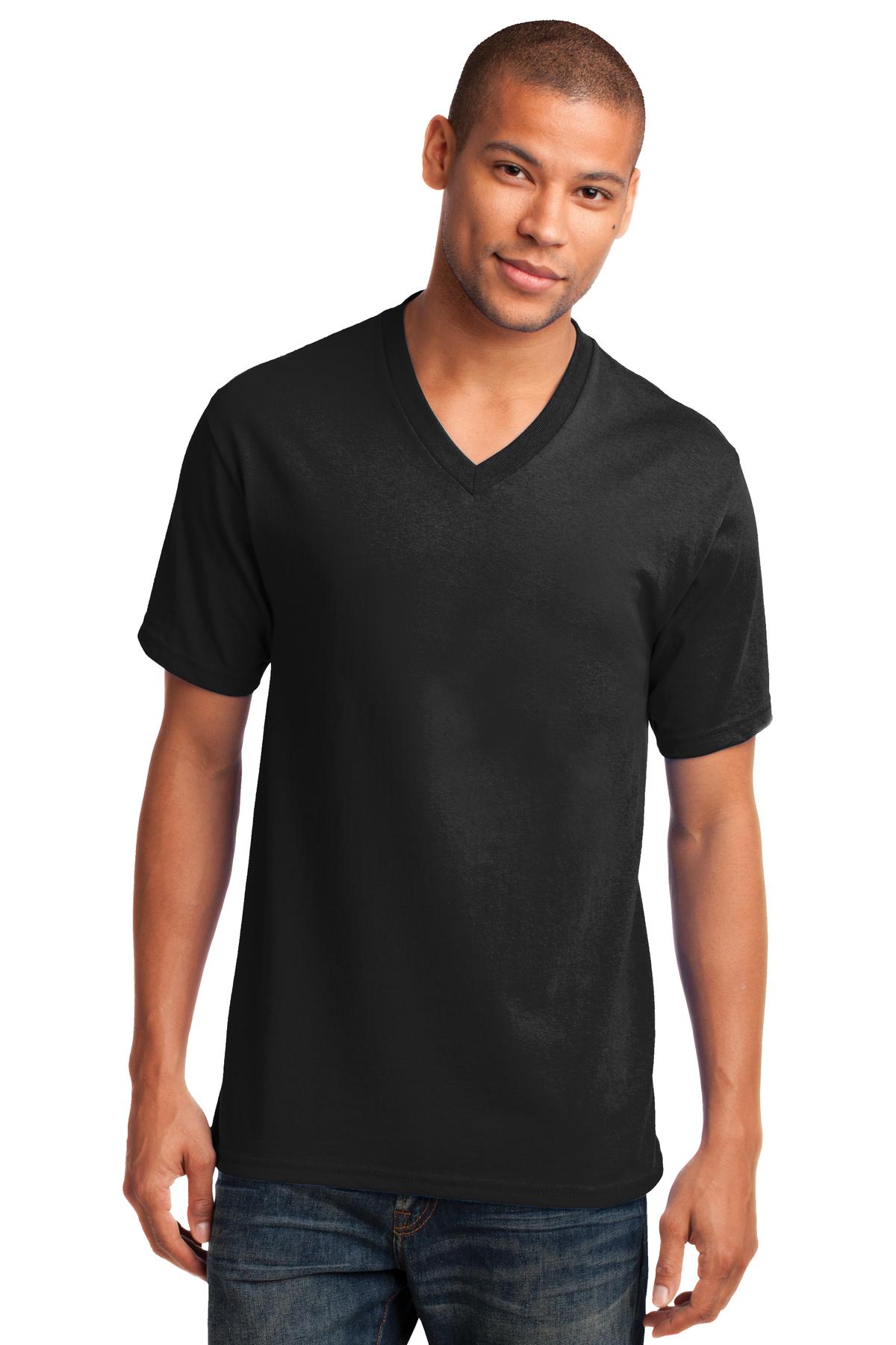 Custom Embroidered - Port & Co ™  Core Cotton V-Neck Tee. PC54V