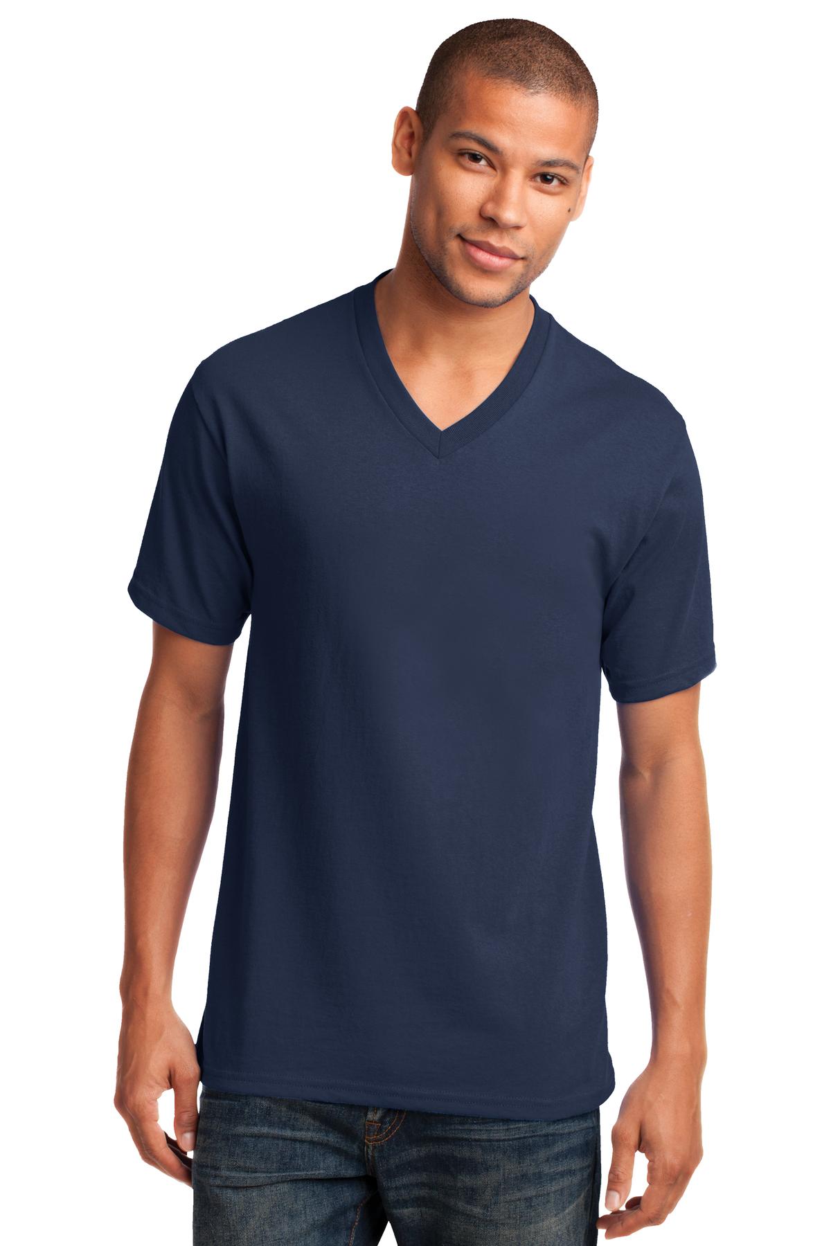 Custom Embroidered - Port & Co ™  Core Cotton V-Neck Tee. PC54V