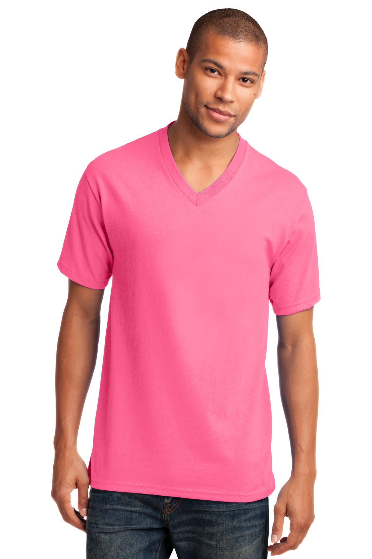 Custom Embroidered - Port & Co ™  Core Cotton V-Neck Tee. PC54V