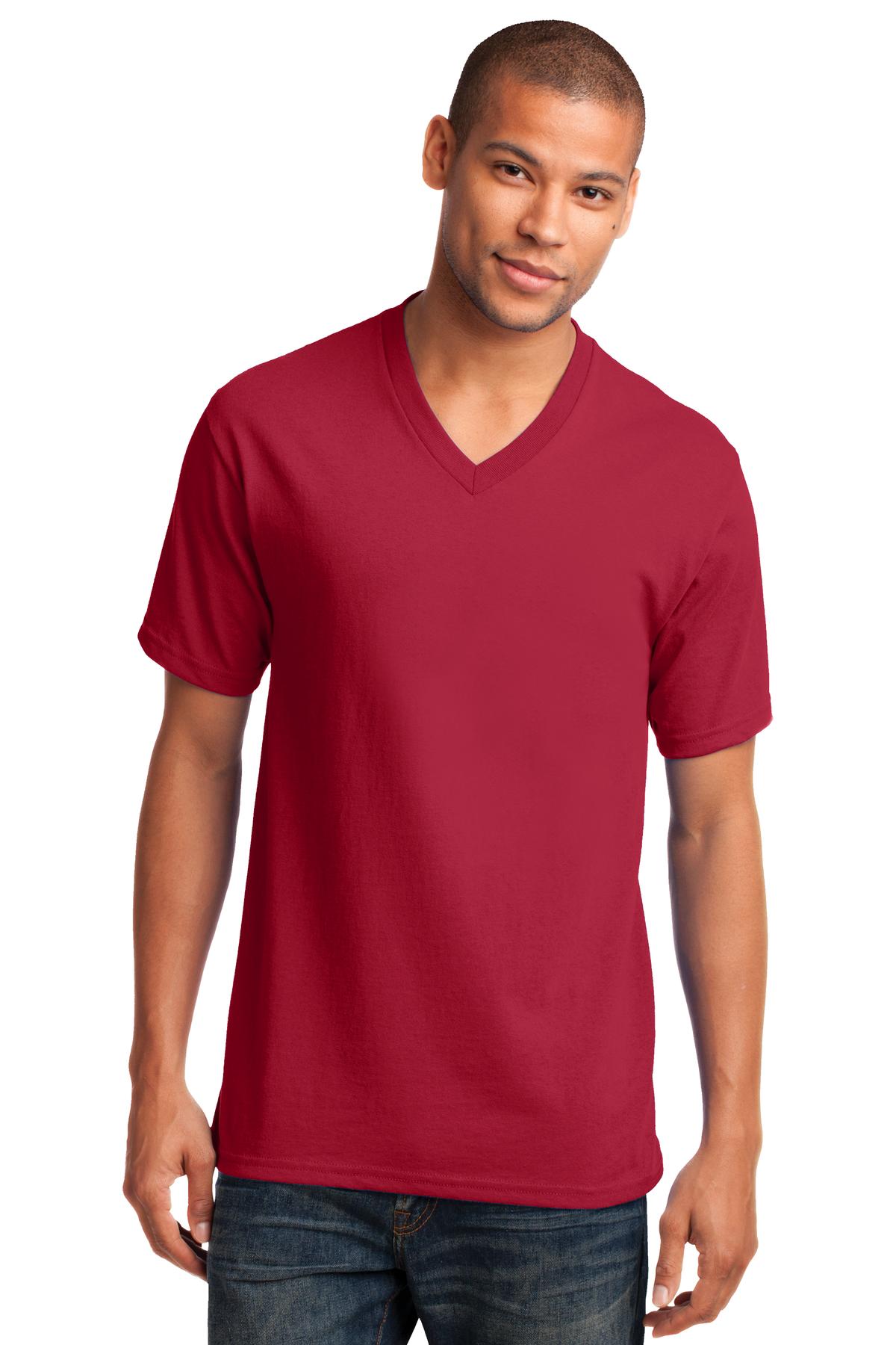 Custom Embroidered - Port & Co ™  Core Cotton V-Neck Tee. PC54V