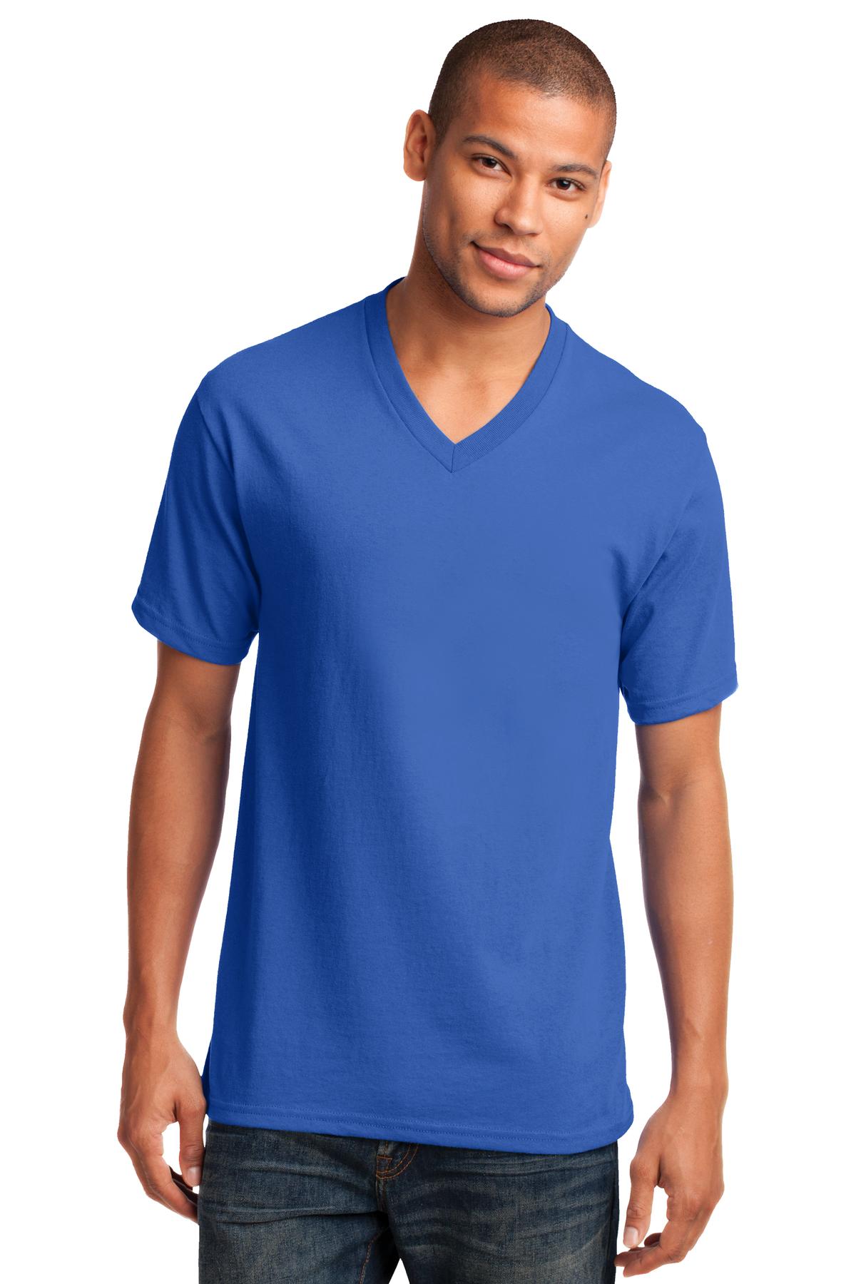 Custom Embroidered - Port & Co ™  Core Cotton V-Neck Tee. PC54V