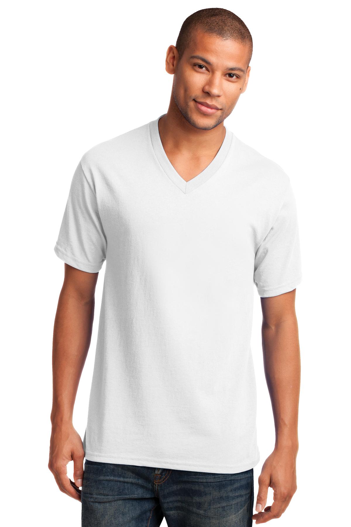 Custom Embroidered - Port & Co ™  Core Cotton V-Neck Tee. PC54V