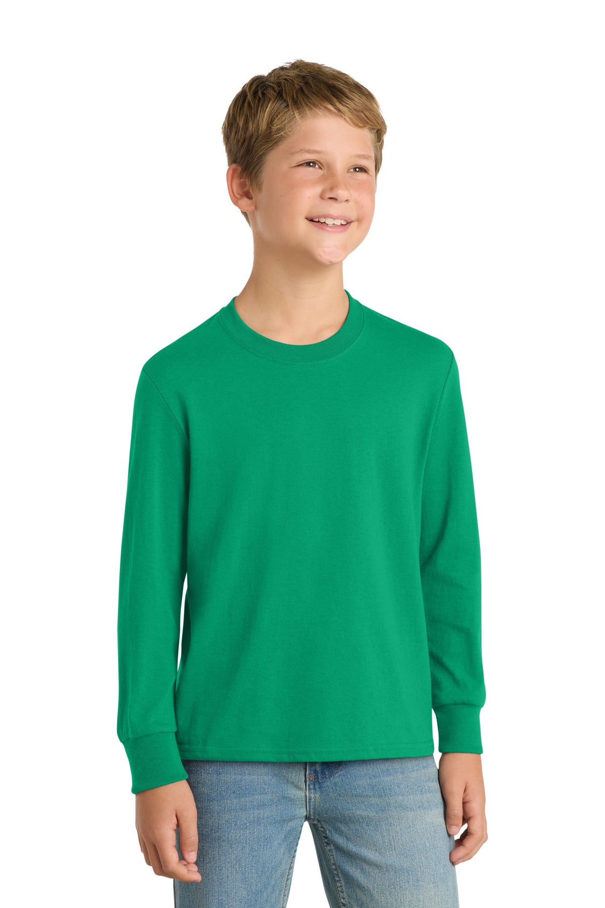 Custom Embroidery or DTF Print - Port & Co ™  Youth Long Sleeve Core Cotton Tee. PC54YLS