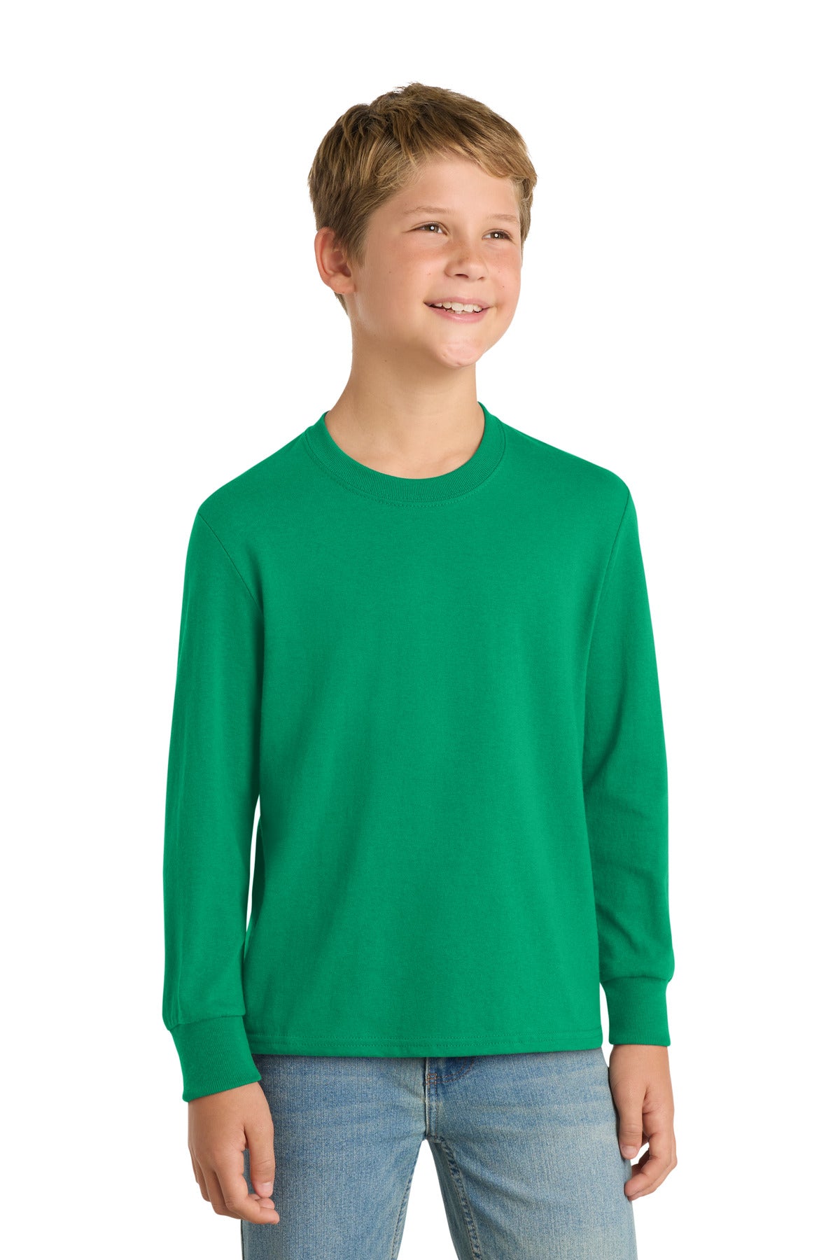 Custom Embroidery or DTF Print - Port & Co ®  Youth Long Sleeve Core Cotton Tee. PC54YLS