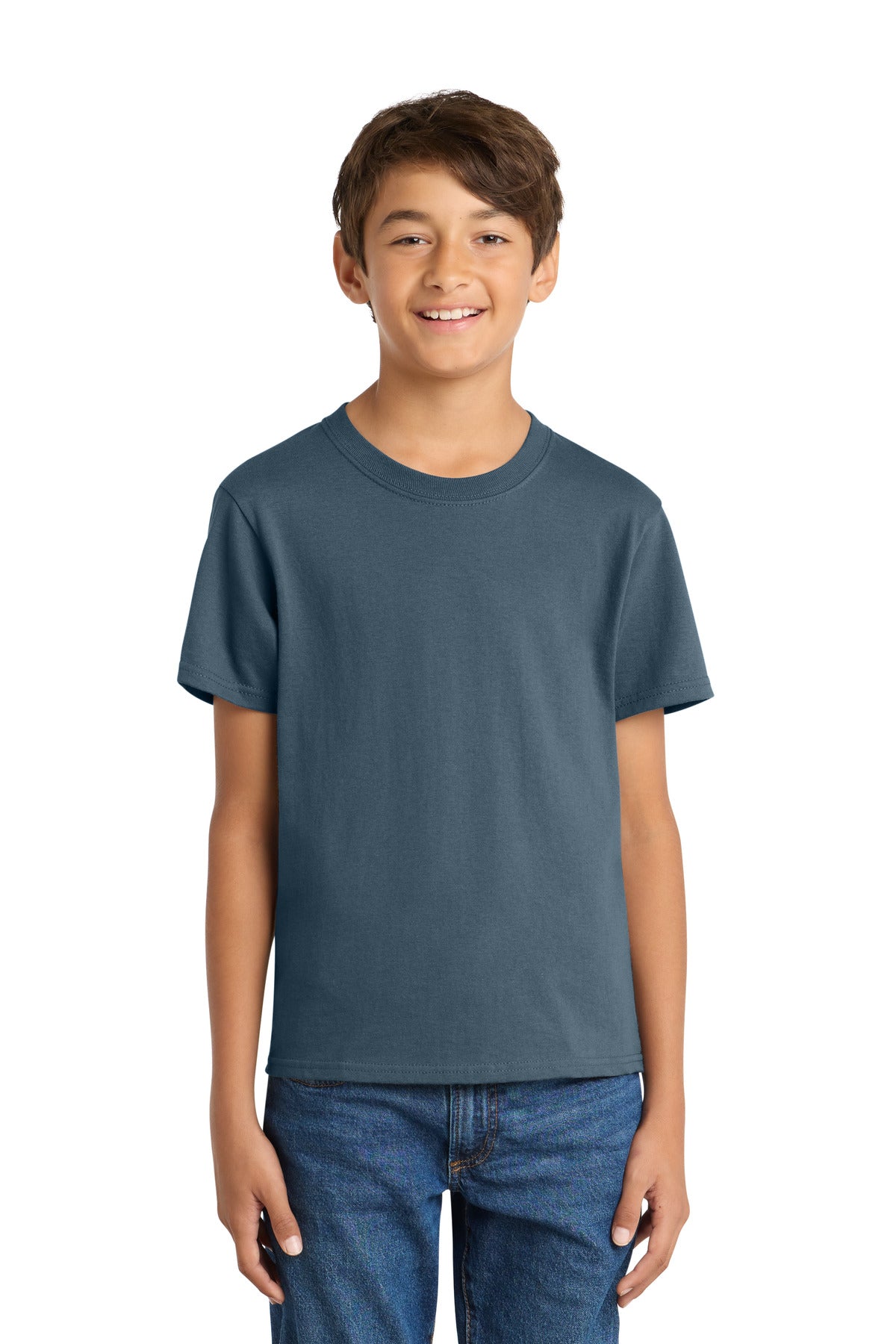 Custom Embroidery or DTF Print - Port & Co ®  Youth Core Cotton Tee. PC54Y