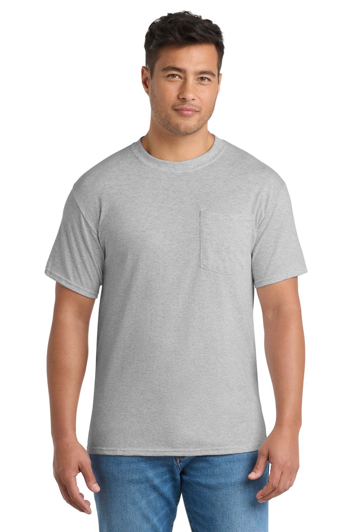 Custom Embroidery or DTF Print - Port & Co ®  Tall Core Blend Pocket Tee. PC55PT