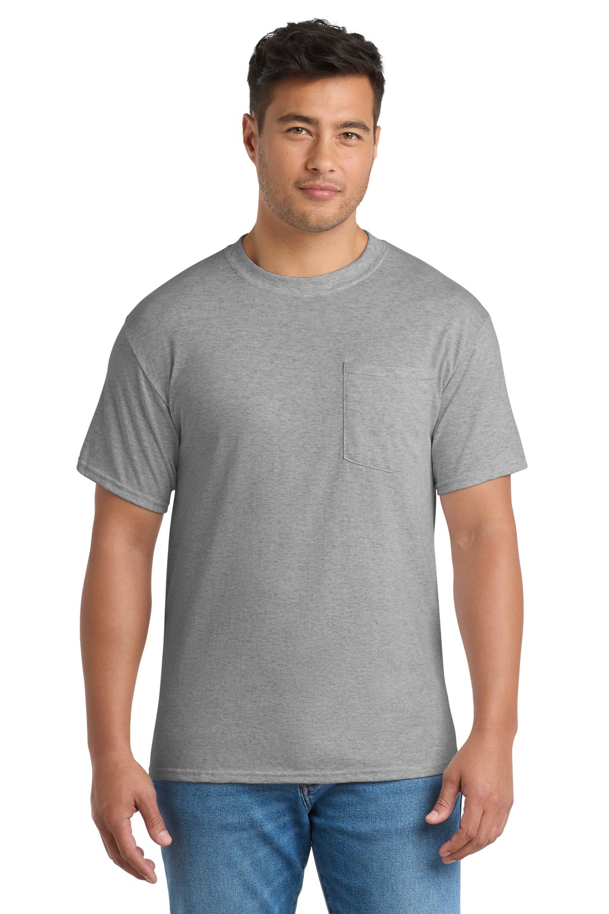 Custom Embroidery or DTF Print - Port & Co ®  Tall Core Blend Pocket Tee. PC55PT