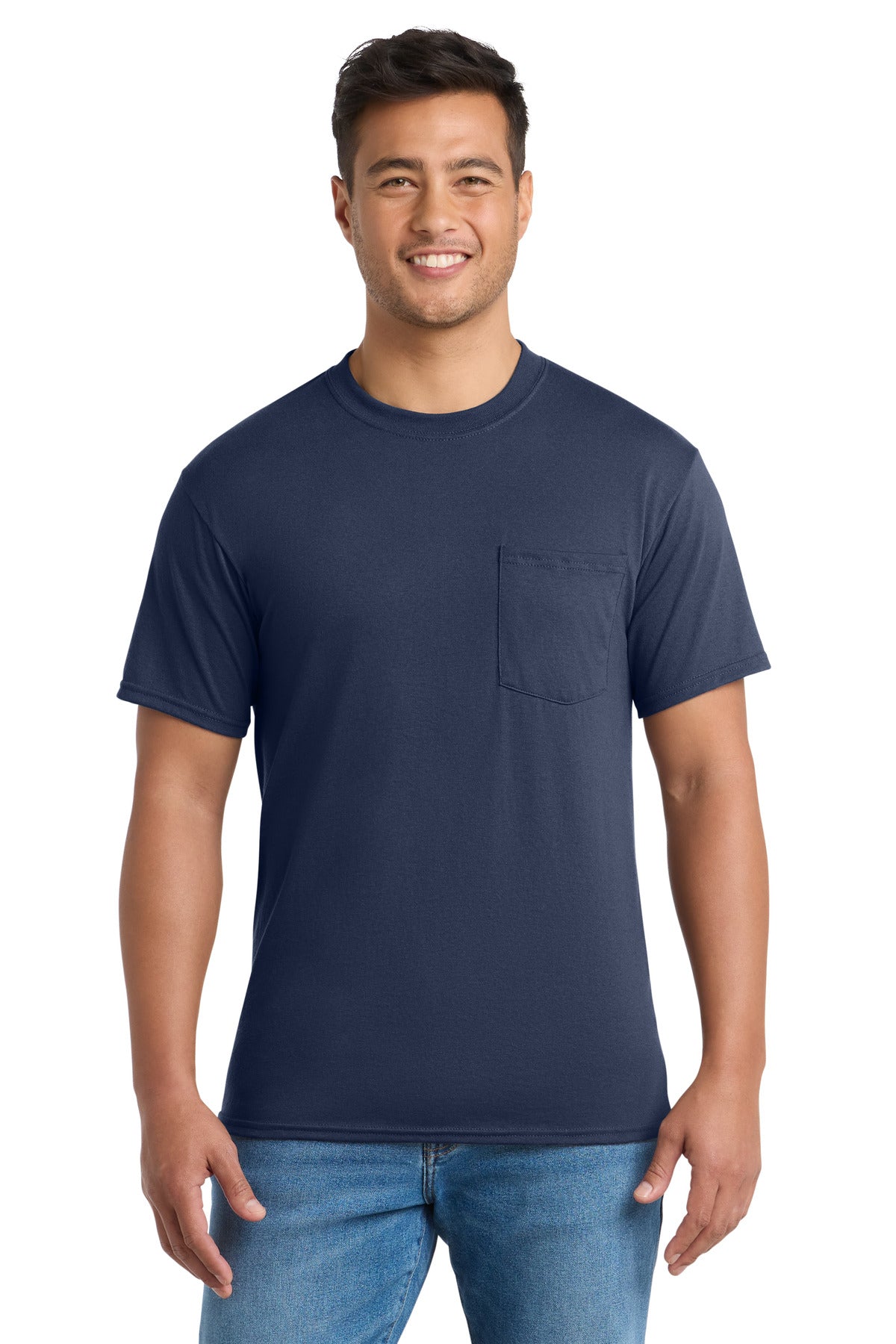 Custom Embroidery or DTF Print - Port & Co ®  Tall Core Blend Pocket Tee. PC55PT