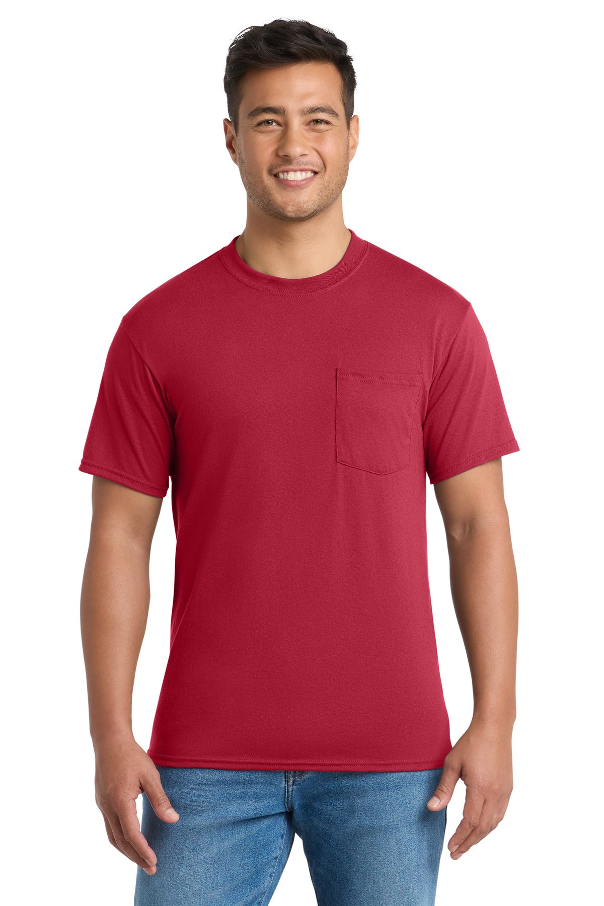Custom Embroidery or DTF Print - Port & Co ®  Tall Core Blend Pocket Tee. PC55PT