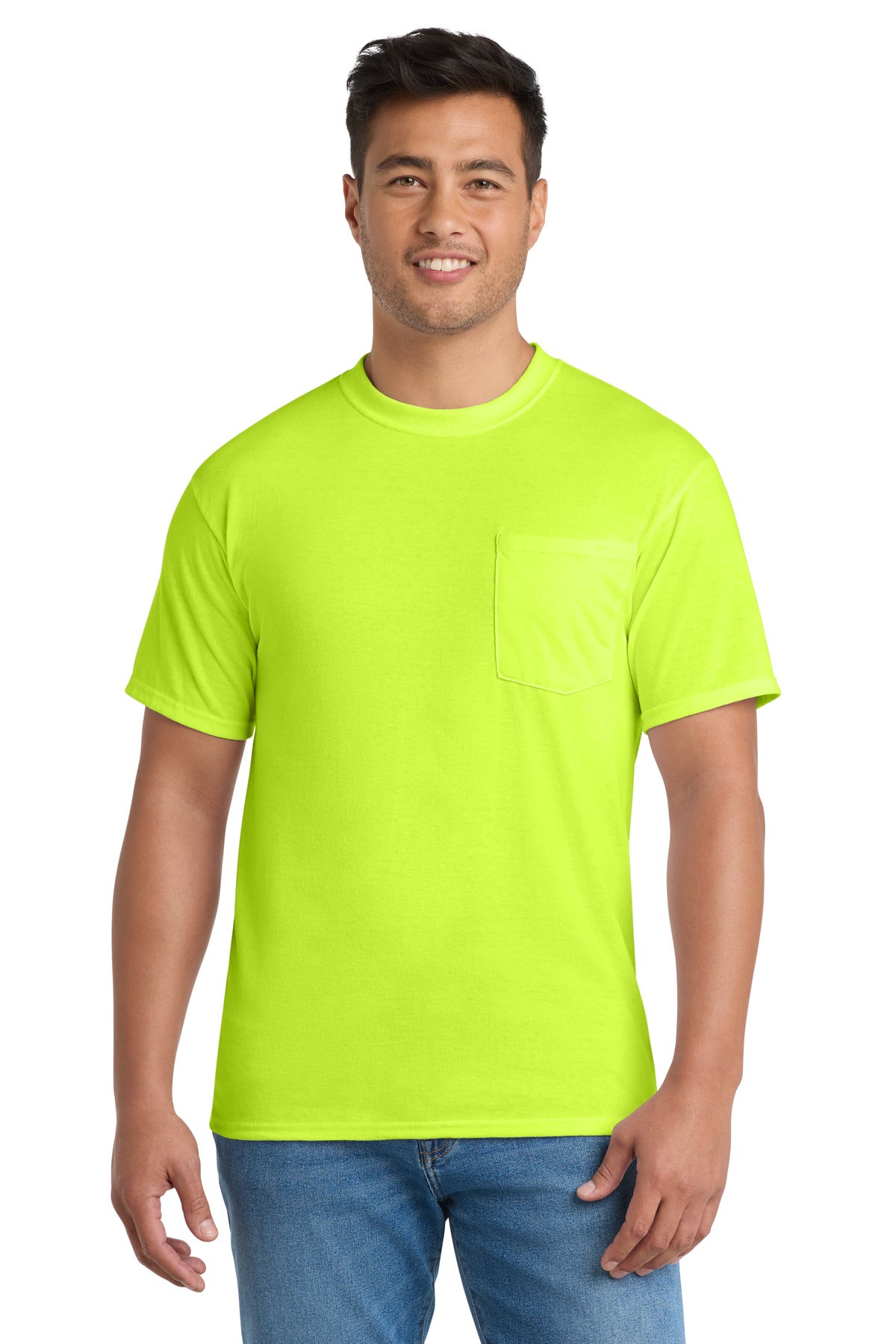 Custom Embroidery or DTF Print - Port & Co ®  Tall Core Blend Pocket Tee. PC55PT