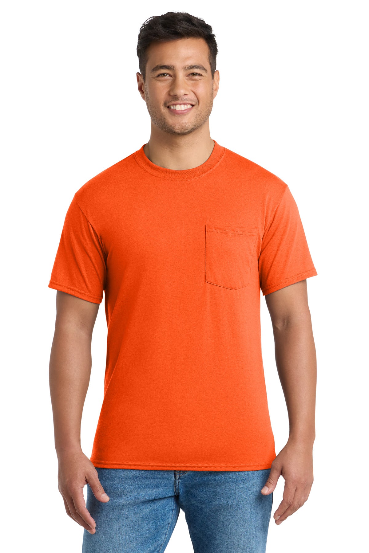 Custom Embroidery or DTF Print - Port & Co ®  Tall Core Blend Pocket Tee. PC55PT