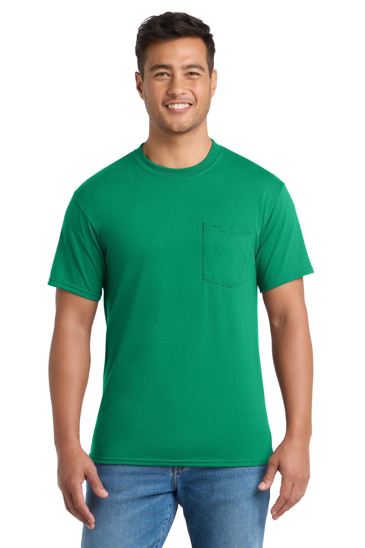 Custom Embroidery or DTF Print - Port & Co ®  Core Blend Pocket Tee. PC55P