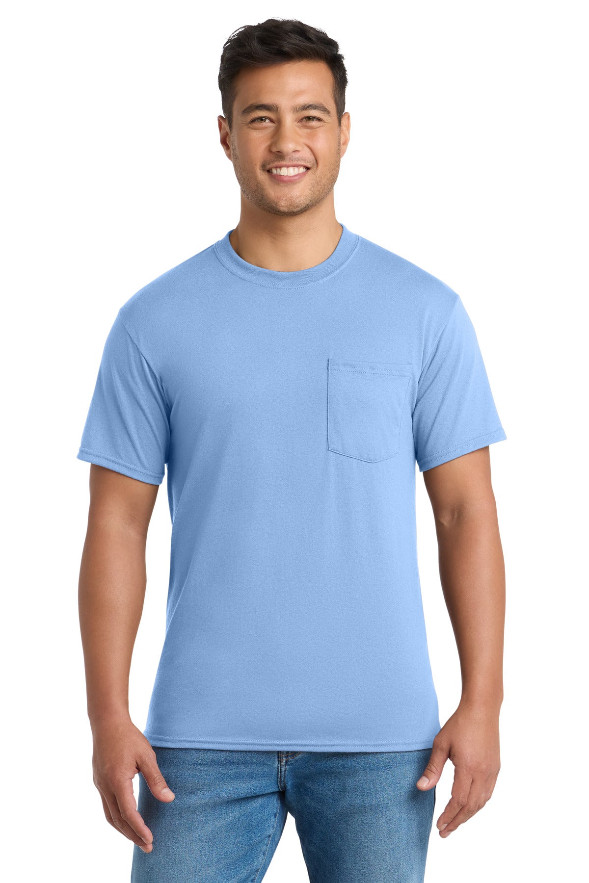 Custom Embroidery or DTF Print - Port & Co ®  Core Blend Pocket Tee. PC55P