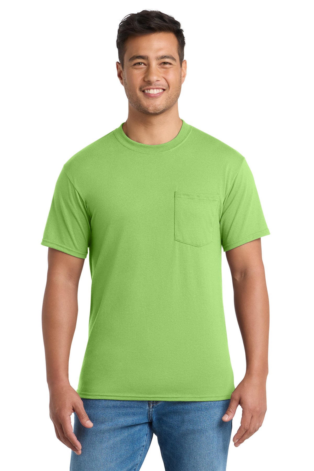 Custom Embroidery or DTF Print - Port & Co ®  Core Blend Pocket Tee. PC55P