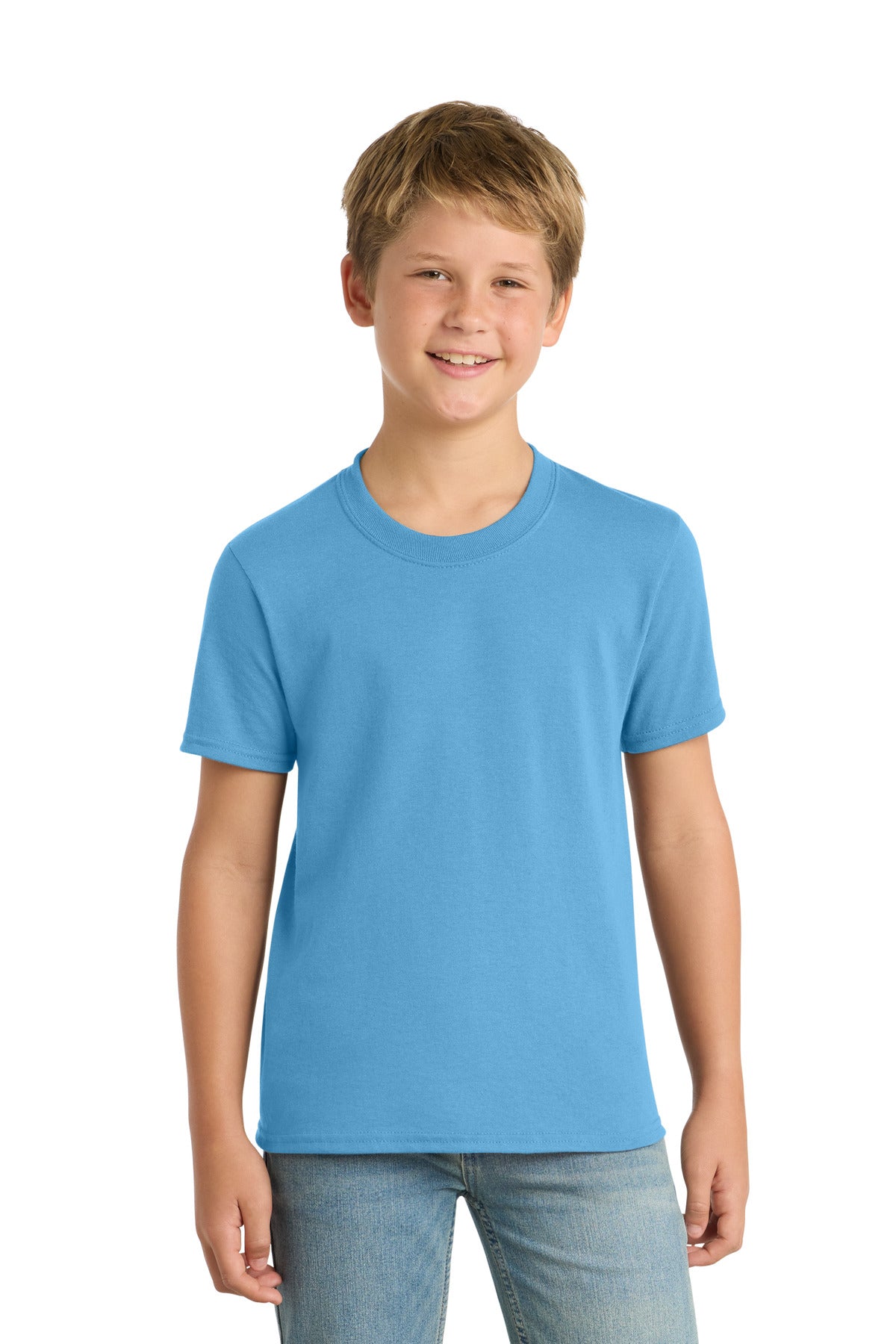 Custom Embroidery or DTF Print - Port & Co ®  Youth Core Blend Tee.  PC55Y