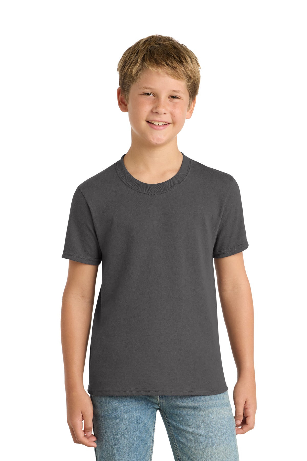Custom Embroidery or DTF Print - Port & Co ®  Youth Core Blend Tee.  PC55Y