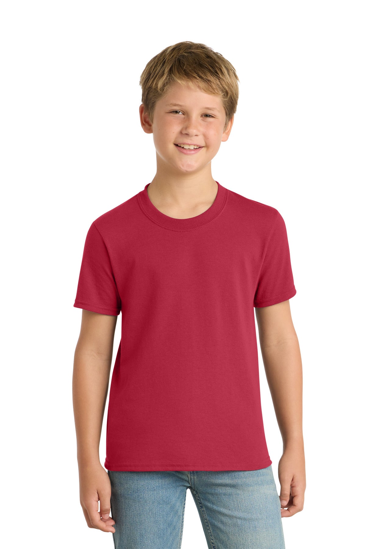 Custom Embroidery or DTF Print - Port & Co ®  Youth Core Blend Tee.  PC55Y