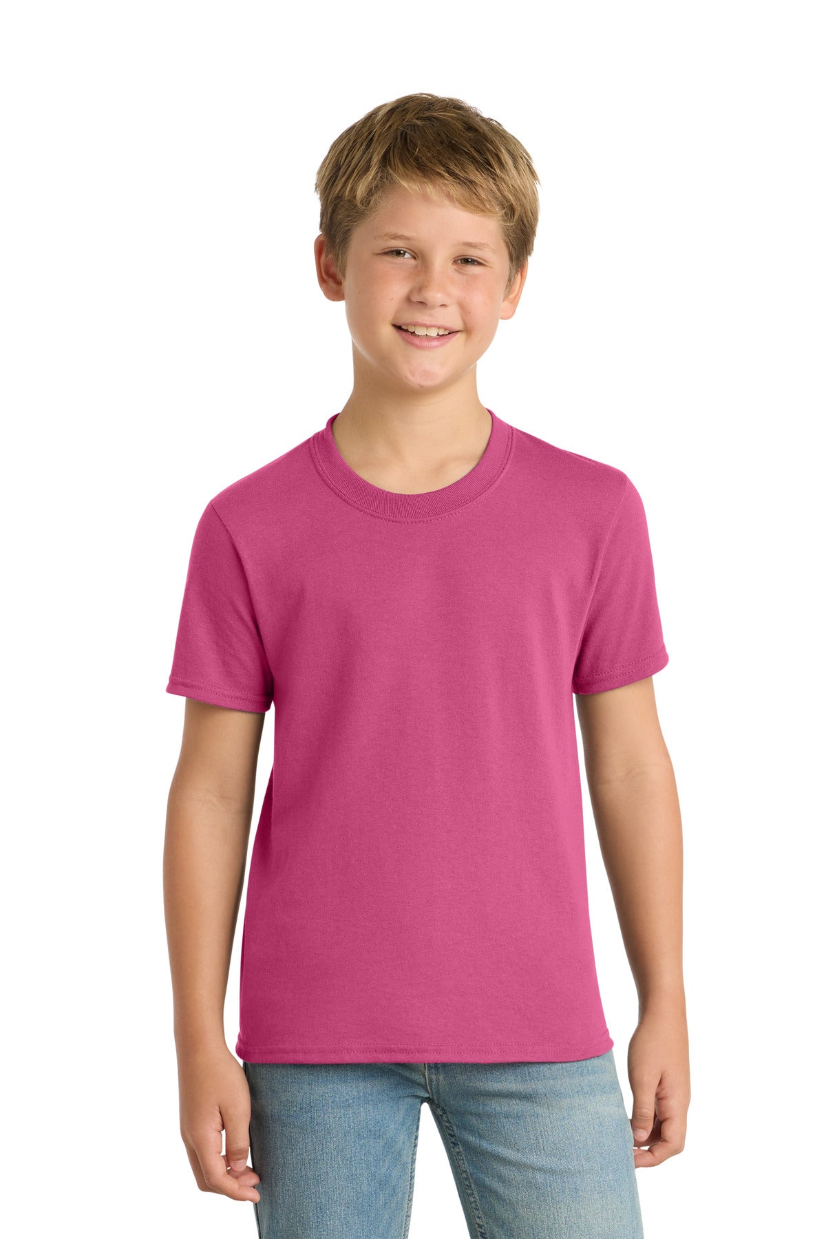 Custom Embroidery or DTF Print - Port & Co ®  Youth Core Blend Tee.  PC55Y