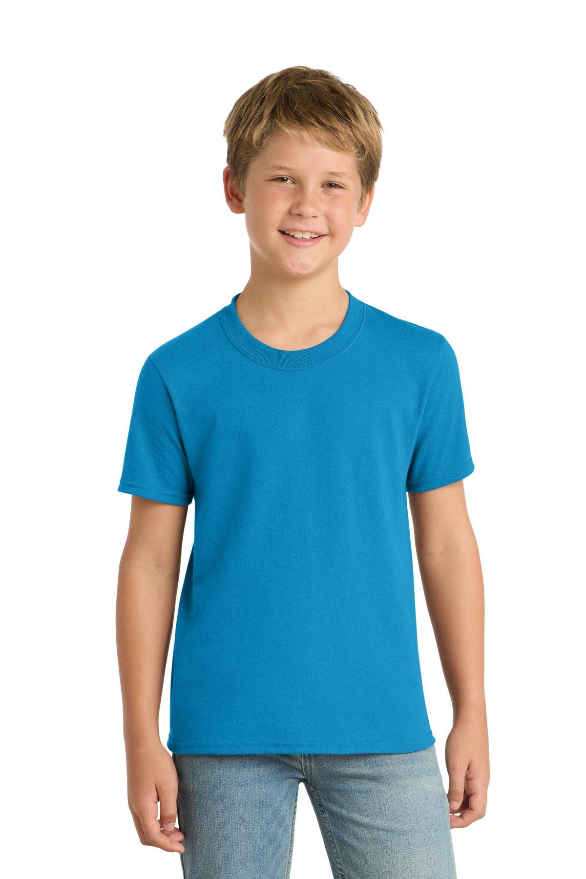 Custom Embroidery or DTF Print - Port & Co ®  Youth Core Blend Tee.  PC55Y