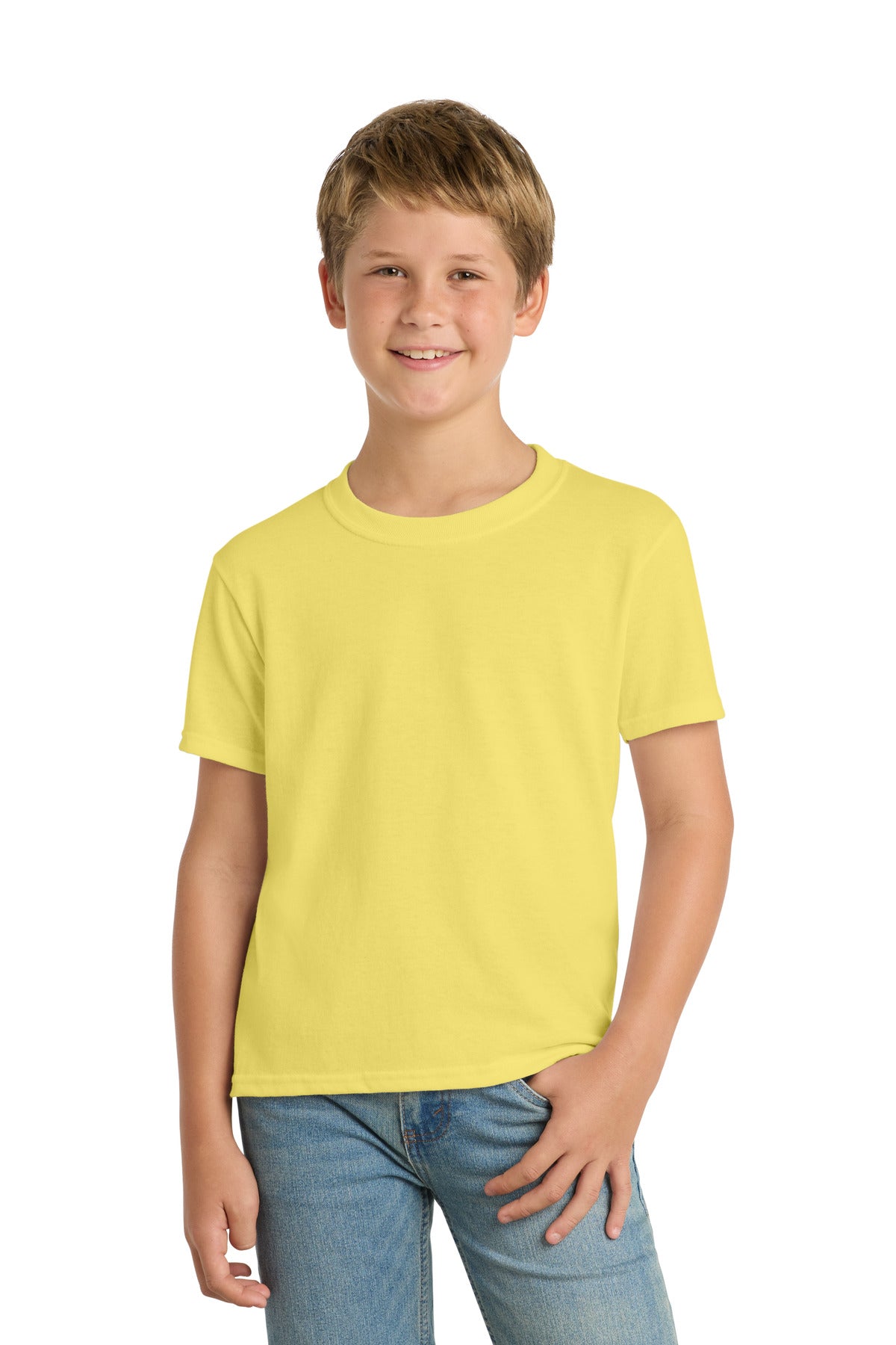 Custom Embroidery or DTF Print - Port & Co ®  Youth Core Blend Tee.  PC55Y