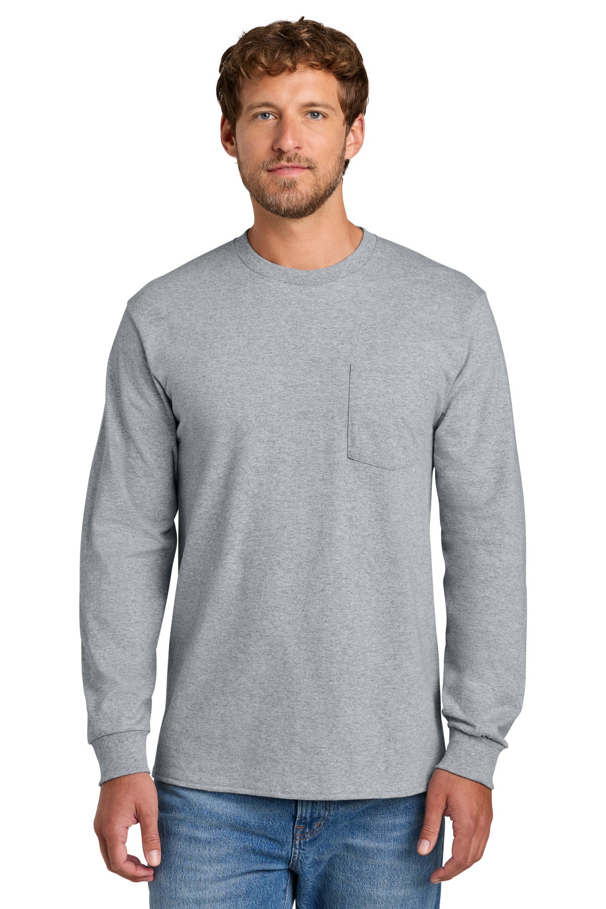 Custom Embroidery or DTF Print - Port & Co ®  Tall Long Sleeve Essential Pocket Tee. PC61LSPT