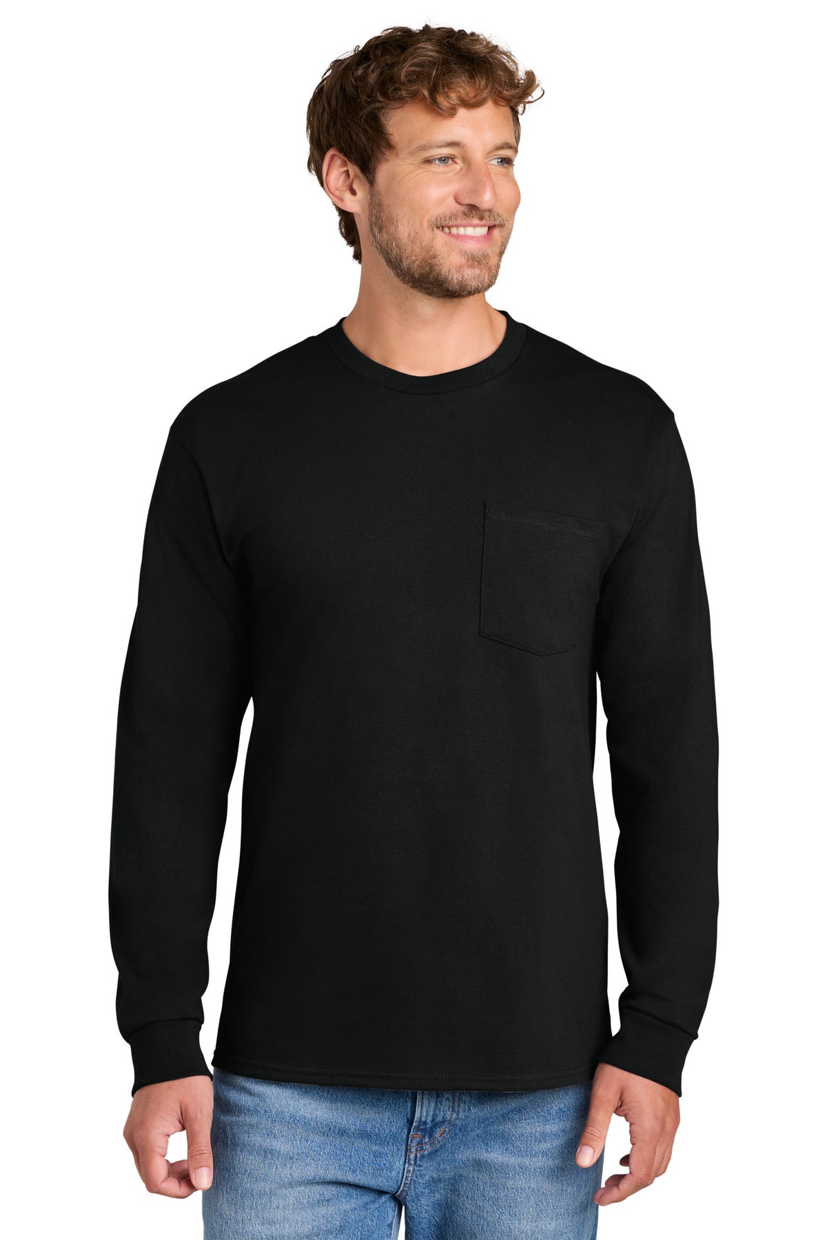 Custom Embroidery or DTF Print - Port & Co ®  Tall Long Sleeve Essential Pocket Tee. PC61LSPT
