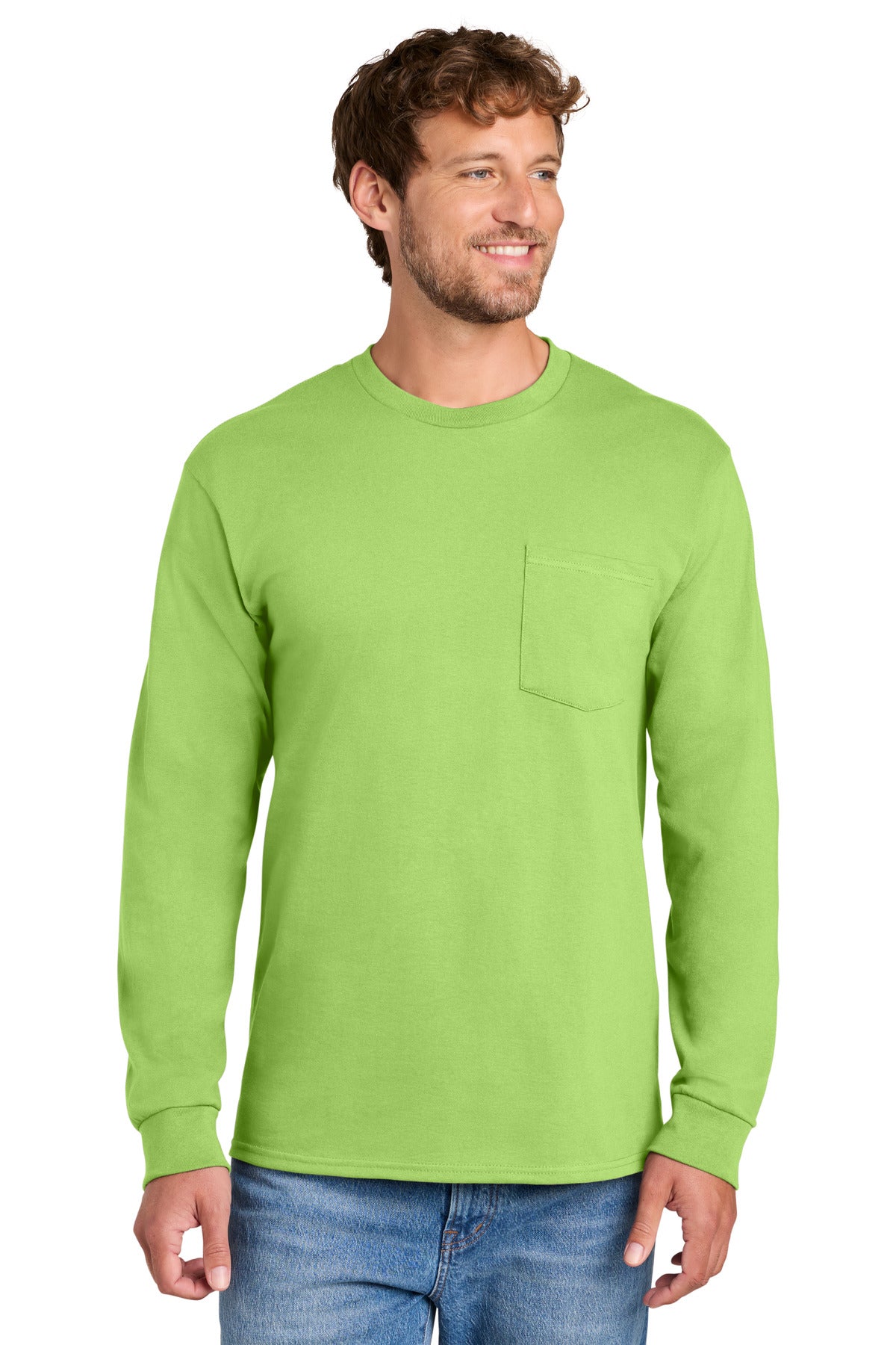 Custom Embroidery or DTF Print - Port & Co ®  Tall Long Sleeve Essential Pocket Tee. PC61LSPT