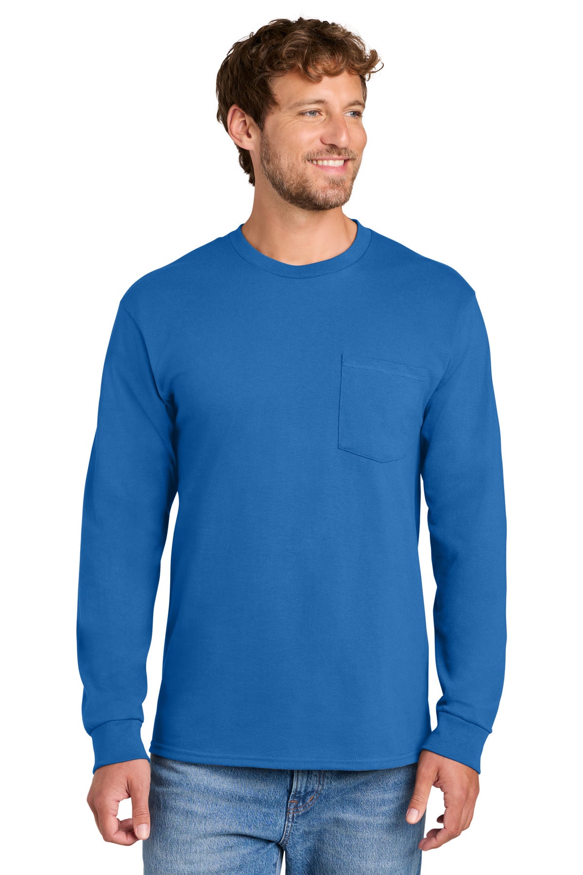 Custom Embroidery or DTF Print - Port & Co ®  Tall Long Sleeve Essential Pocket Tee. PC61LSPT