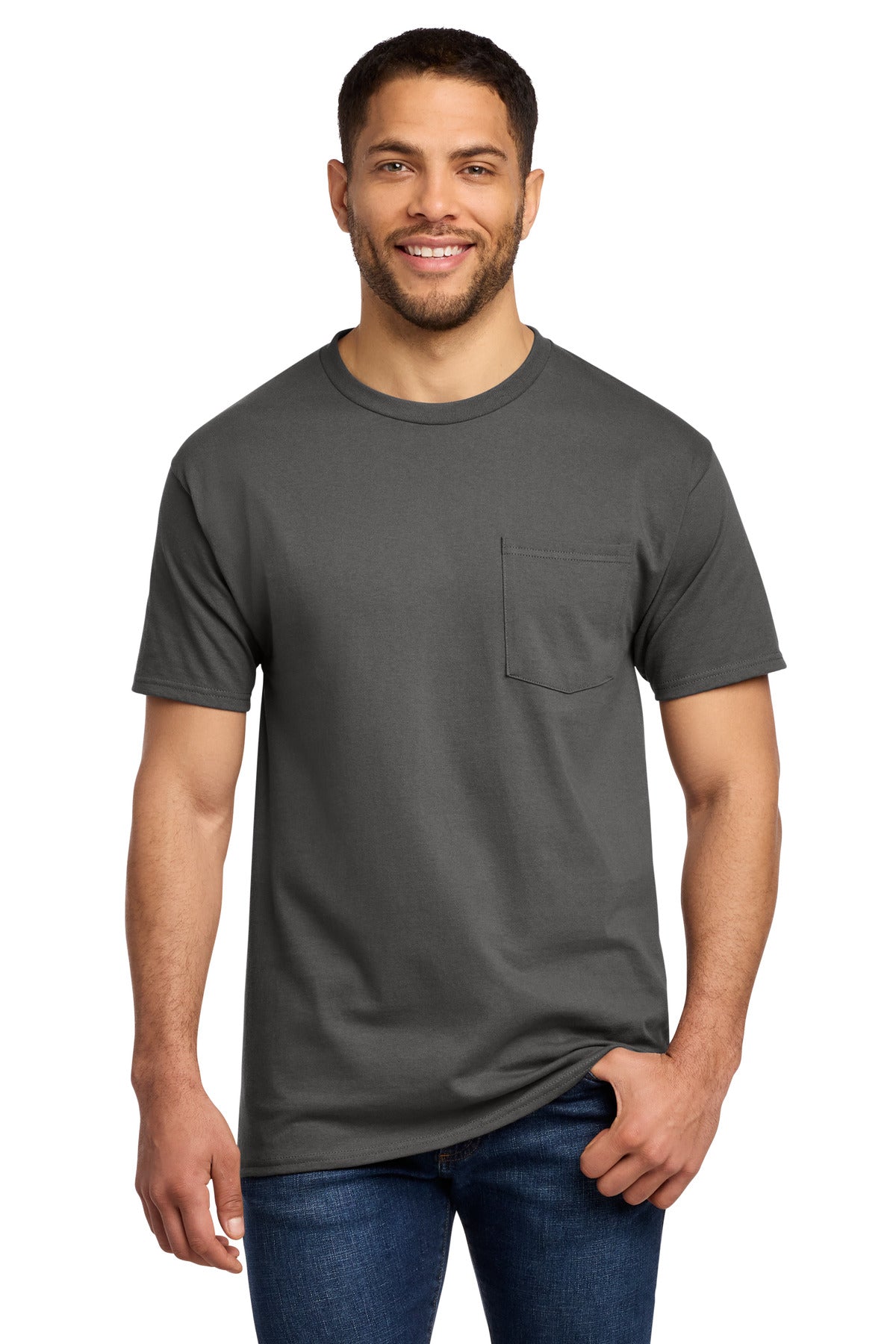 Custom Embroidery or DTF Print - Port & Co ®  Essential Pocket Tee. PC61P