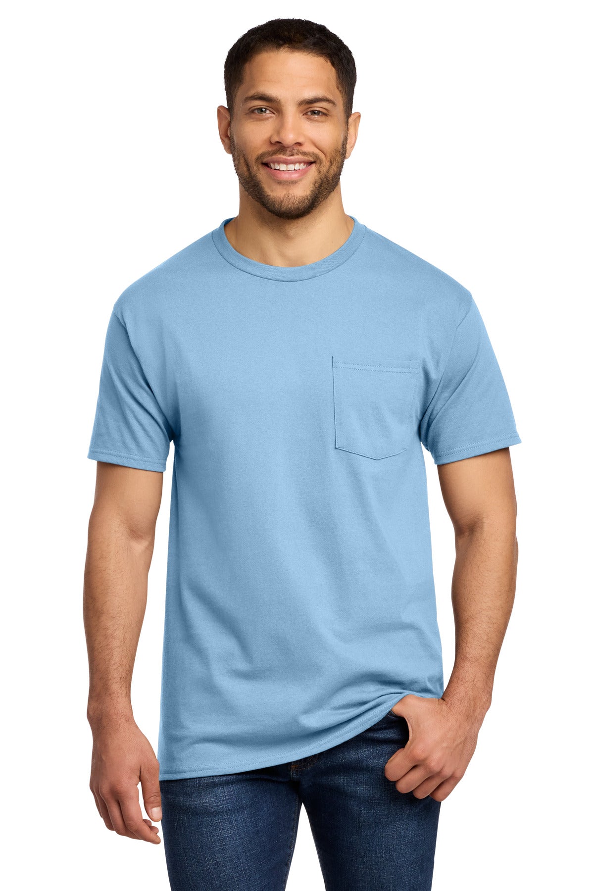 Custom Embroidery or DTF Print - Port & Co ®  Essential Pocket Tee. PC61P