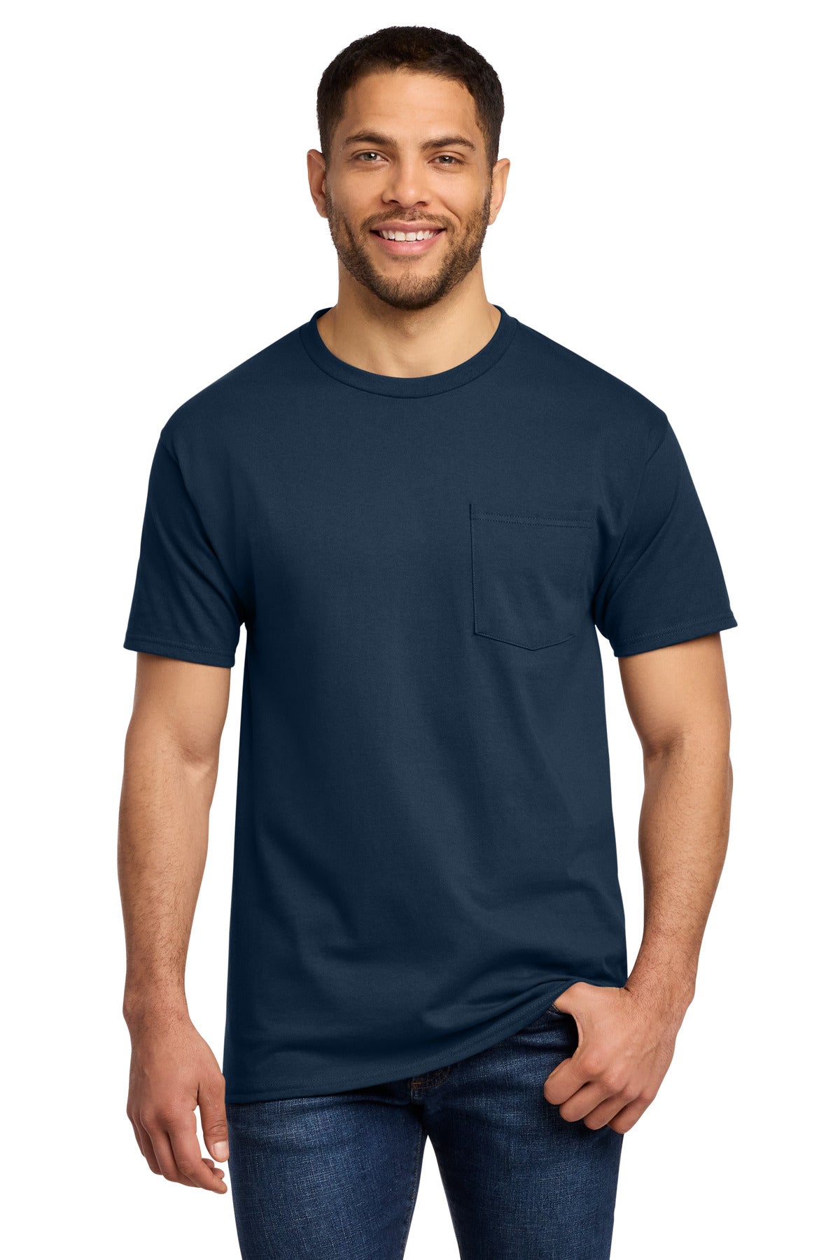 Custom Embroidery or DTF Print - Port & Co ®  Essential Pocket Tee. PC61P
