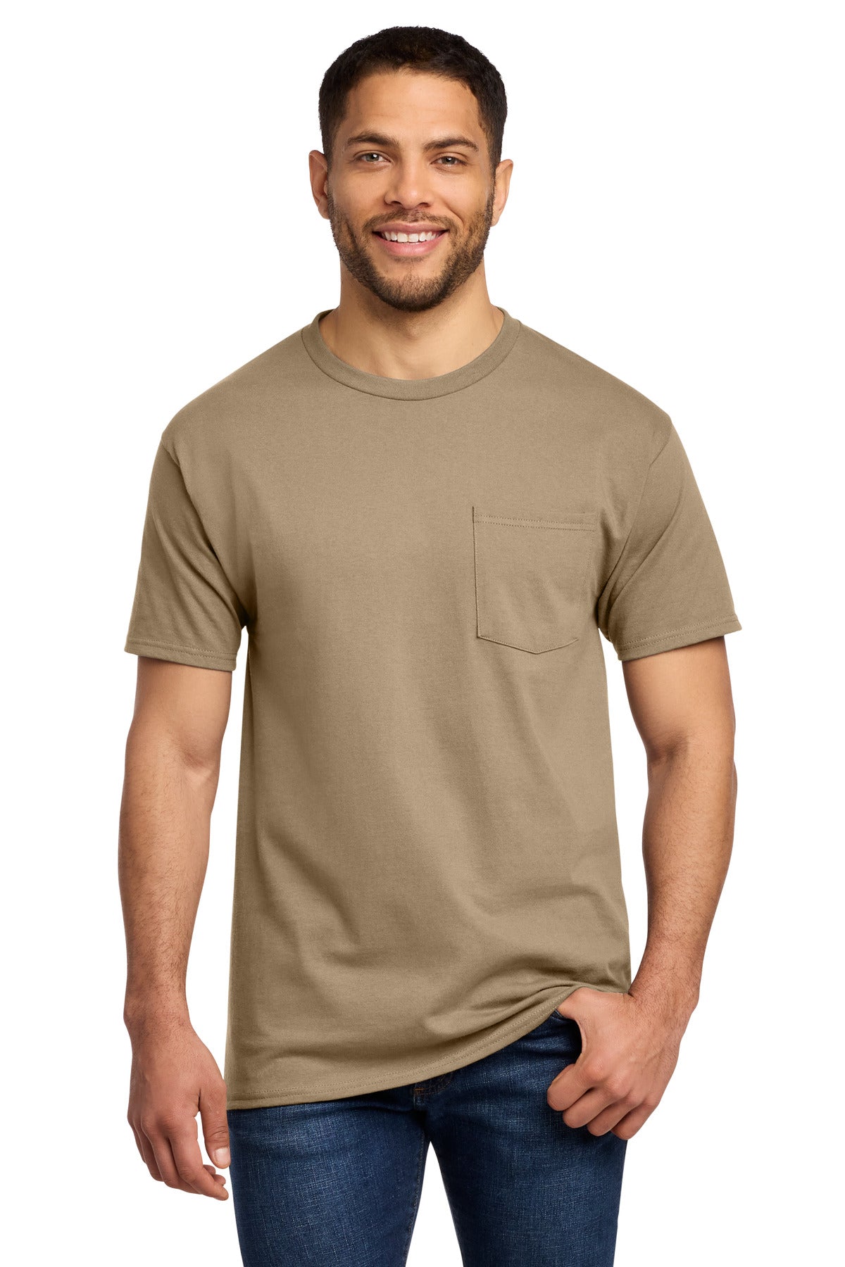 Custom Embroidery or DTF Print - Port & Co ®  Essential Pocket Tee. PC61P